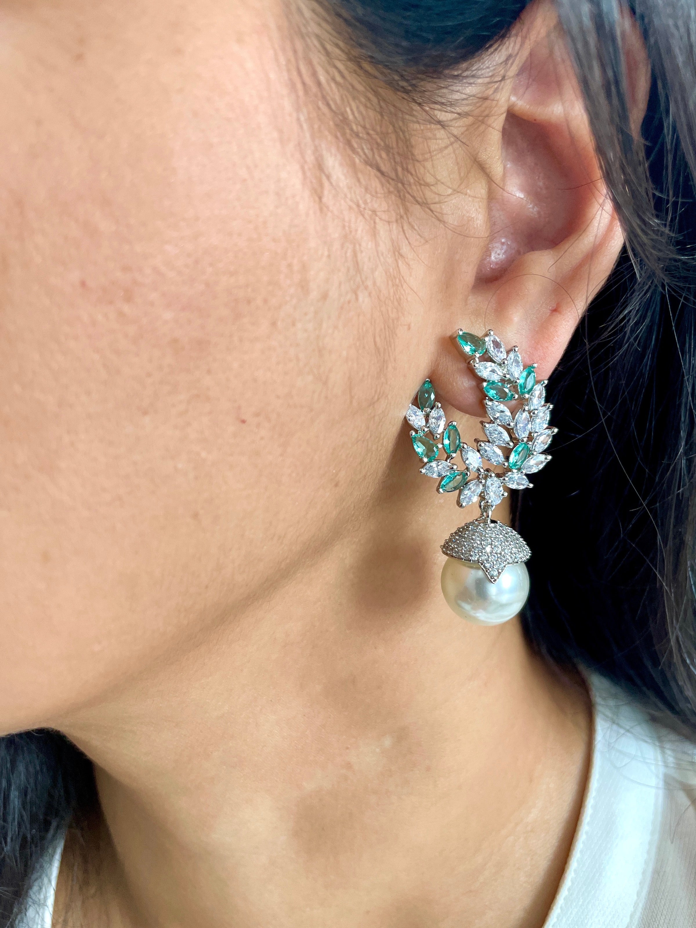 Michelle Diamond & Pearl Drop Earrings