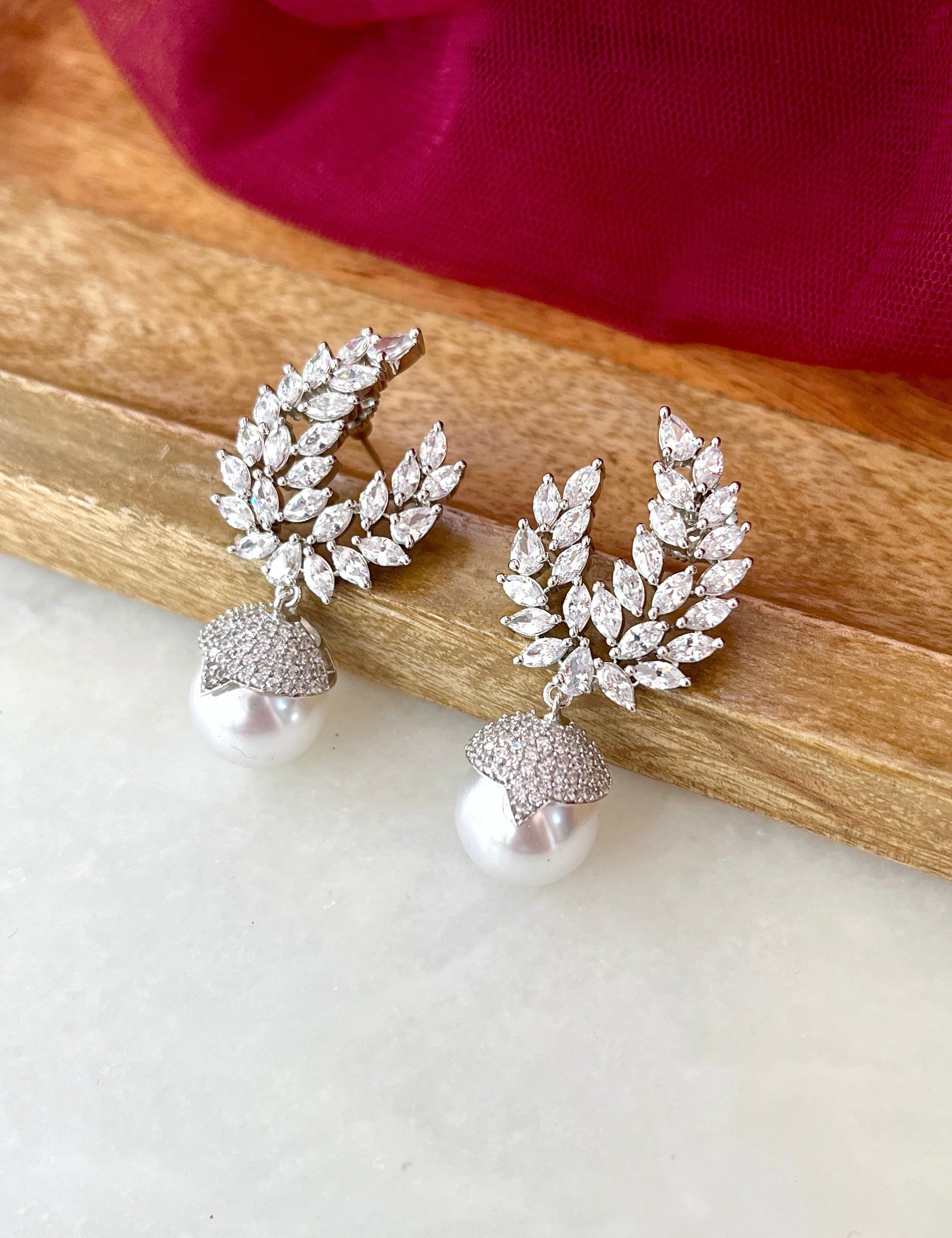 Michelle Diamond & Pearl Drop Earrings