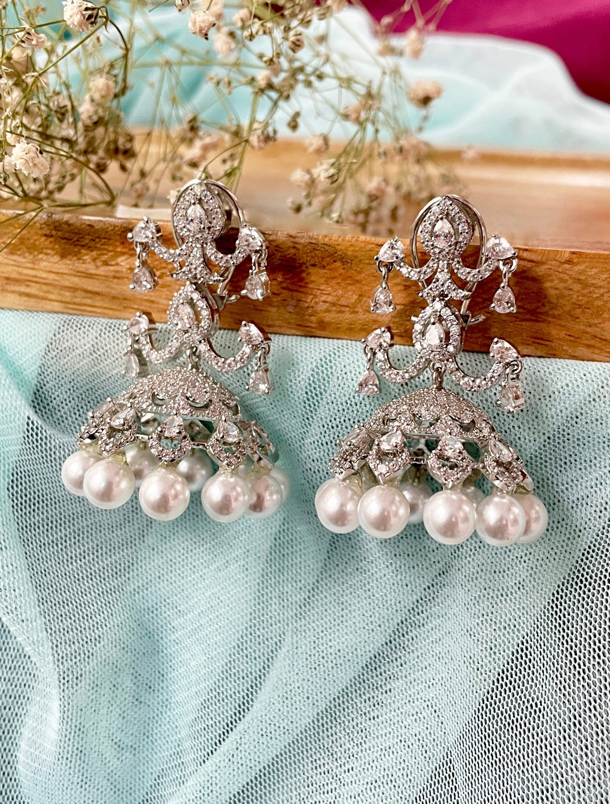 Imitation Jewellery CZ & Pearl Jhumkas