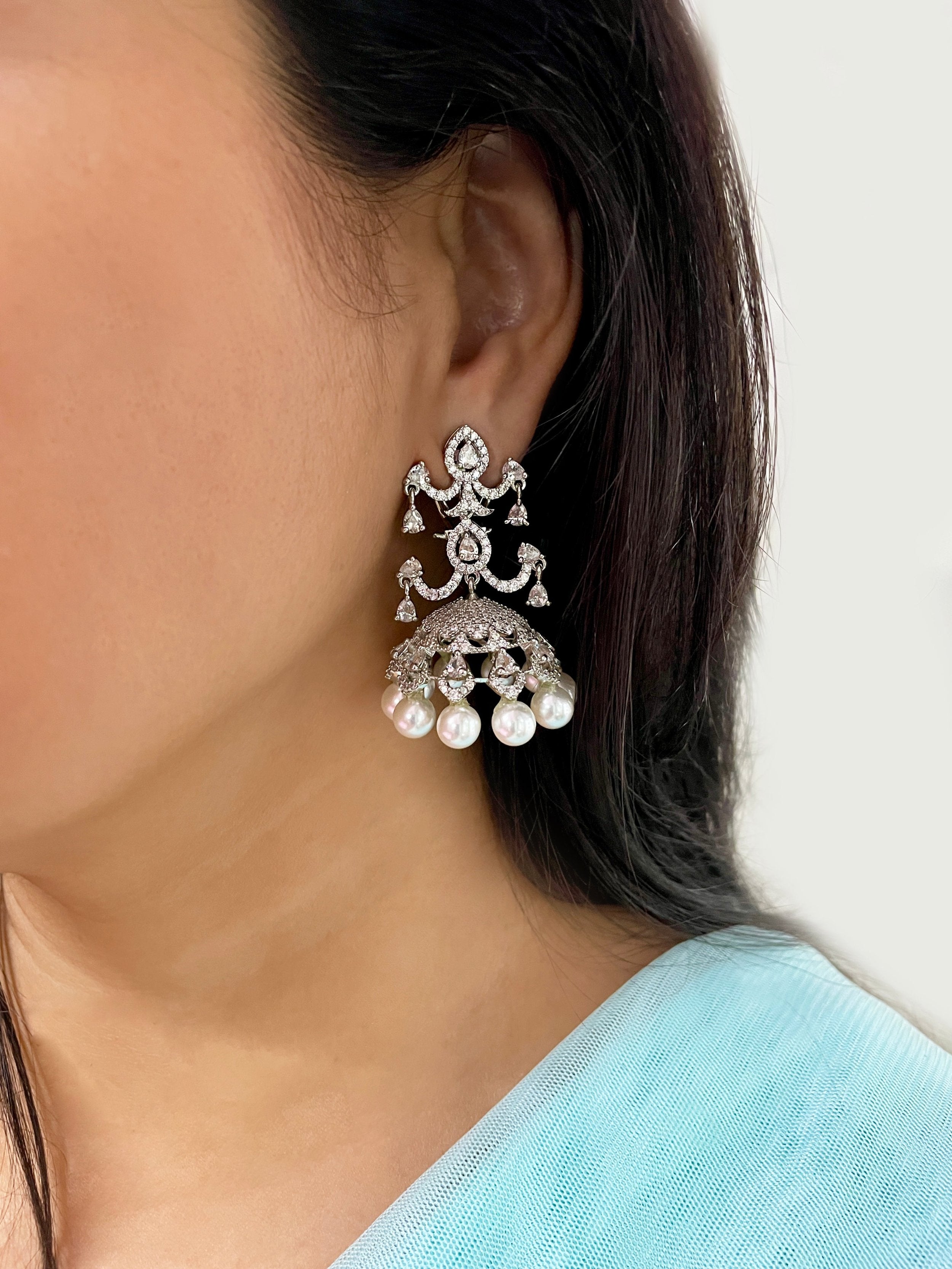 Imitation Jewellery CZ & Pearl Jhumkas