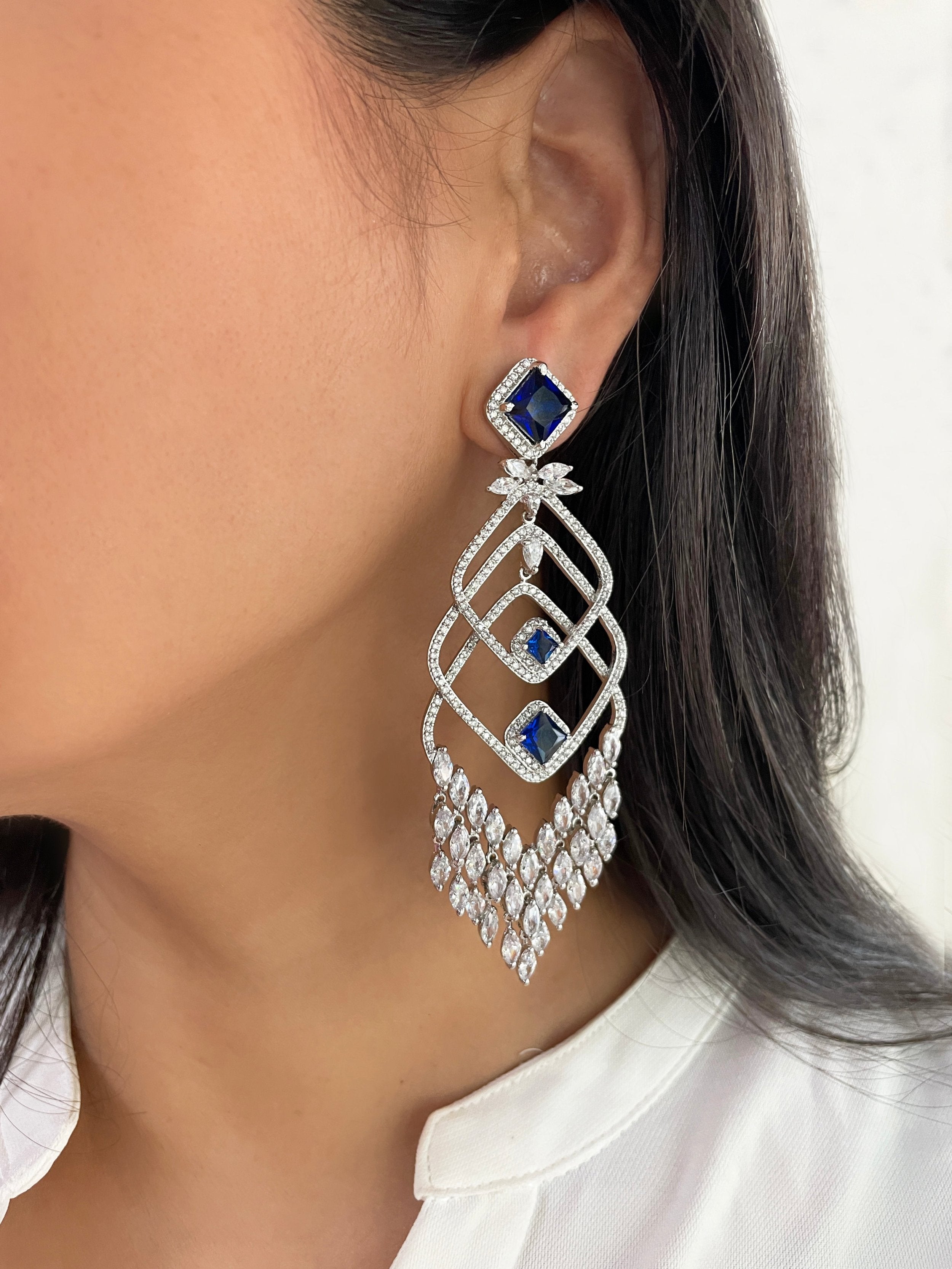 Imitation Jewellery CZ & Color Stones Long Earrings