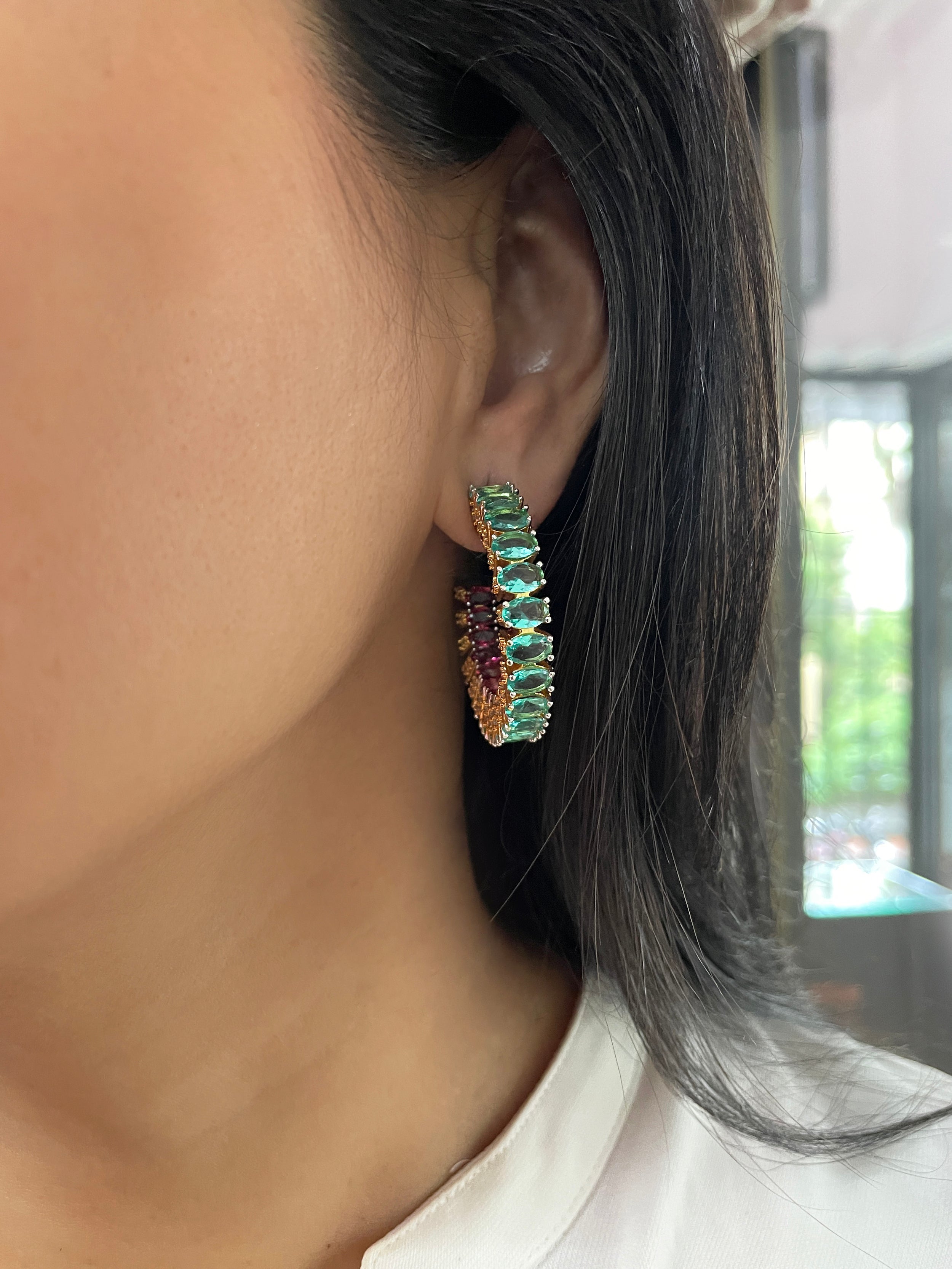 Imitation Jewellery CZ & Color Stones Hoops