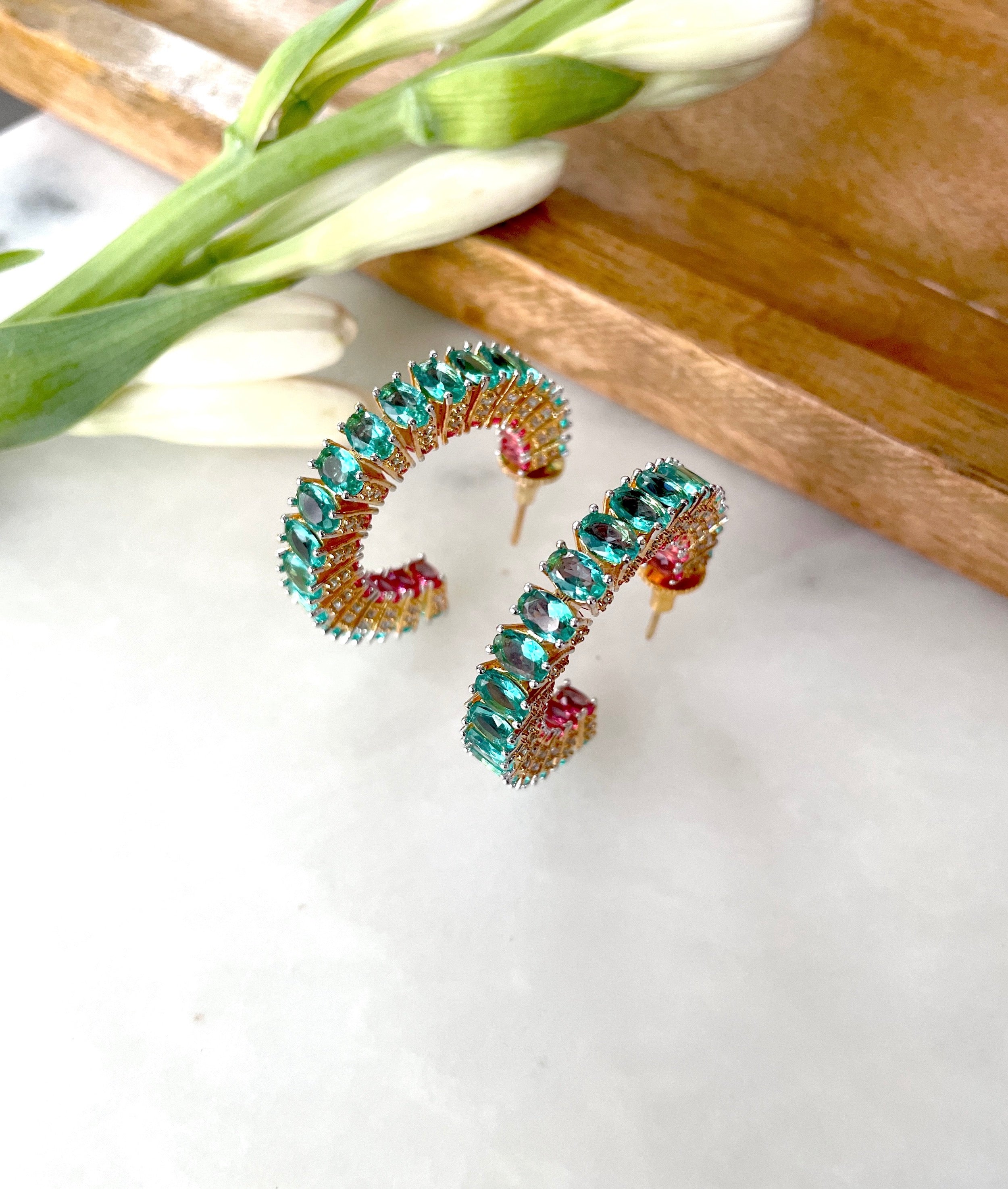 Imitation Jewellery CZ & Color Stones Hoops