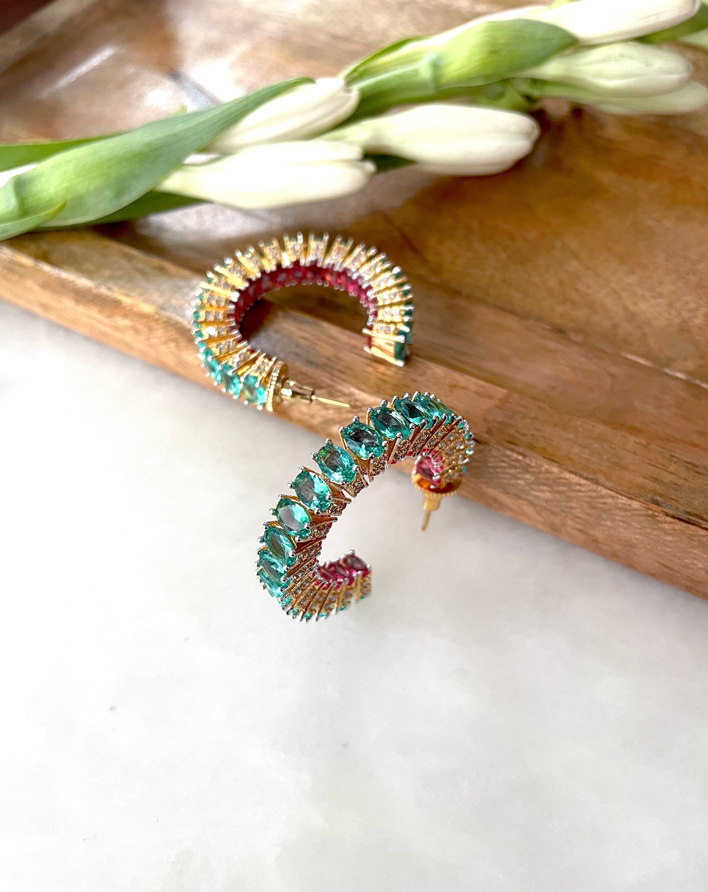 Imitation Jewellery CZ & Color Stones Hoops