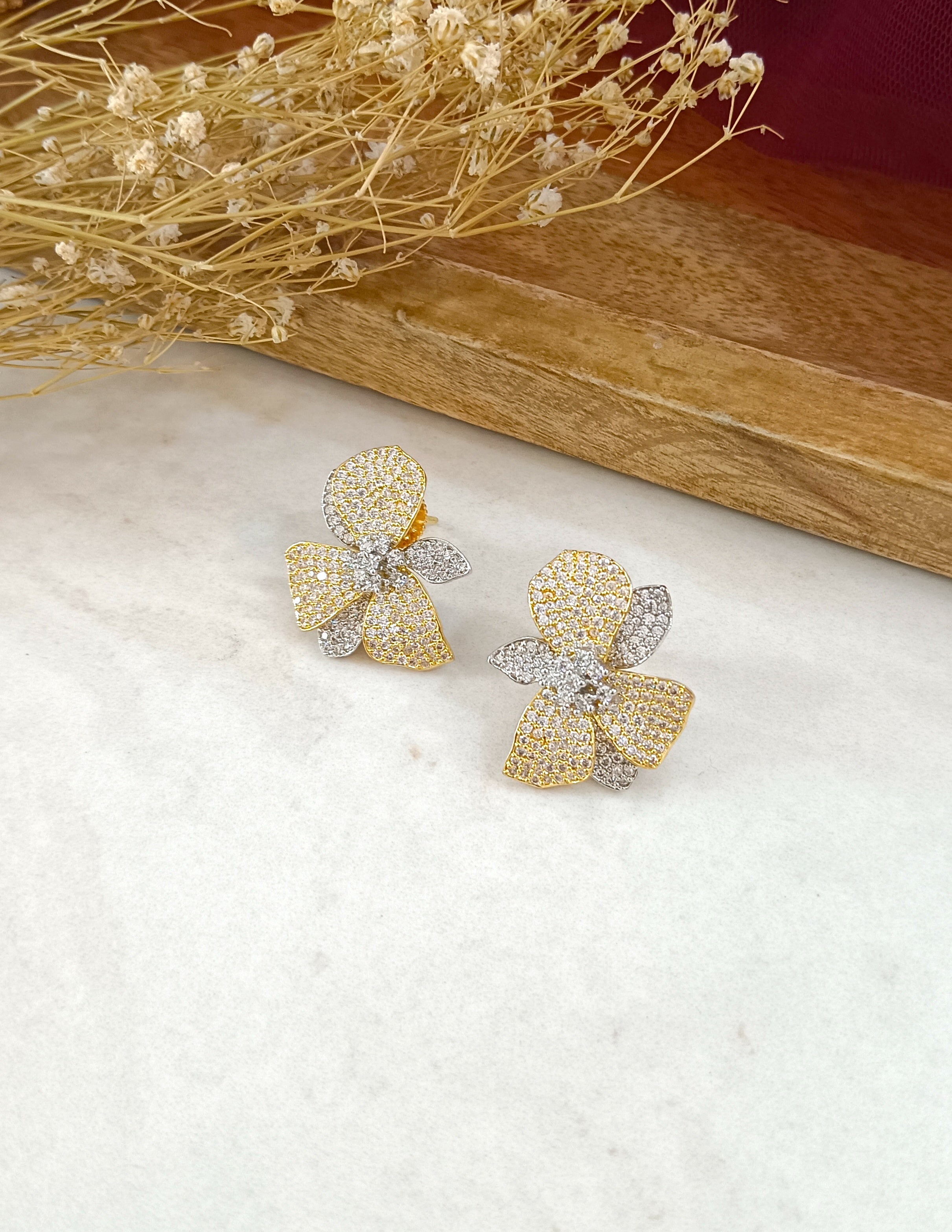 Ferna Floral Diamond Studs