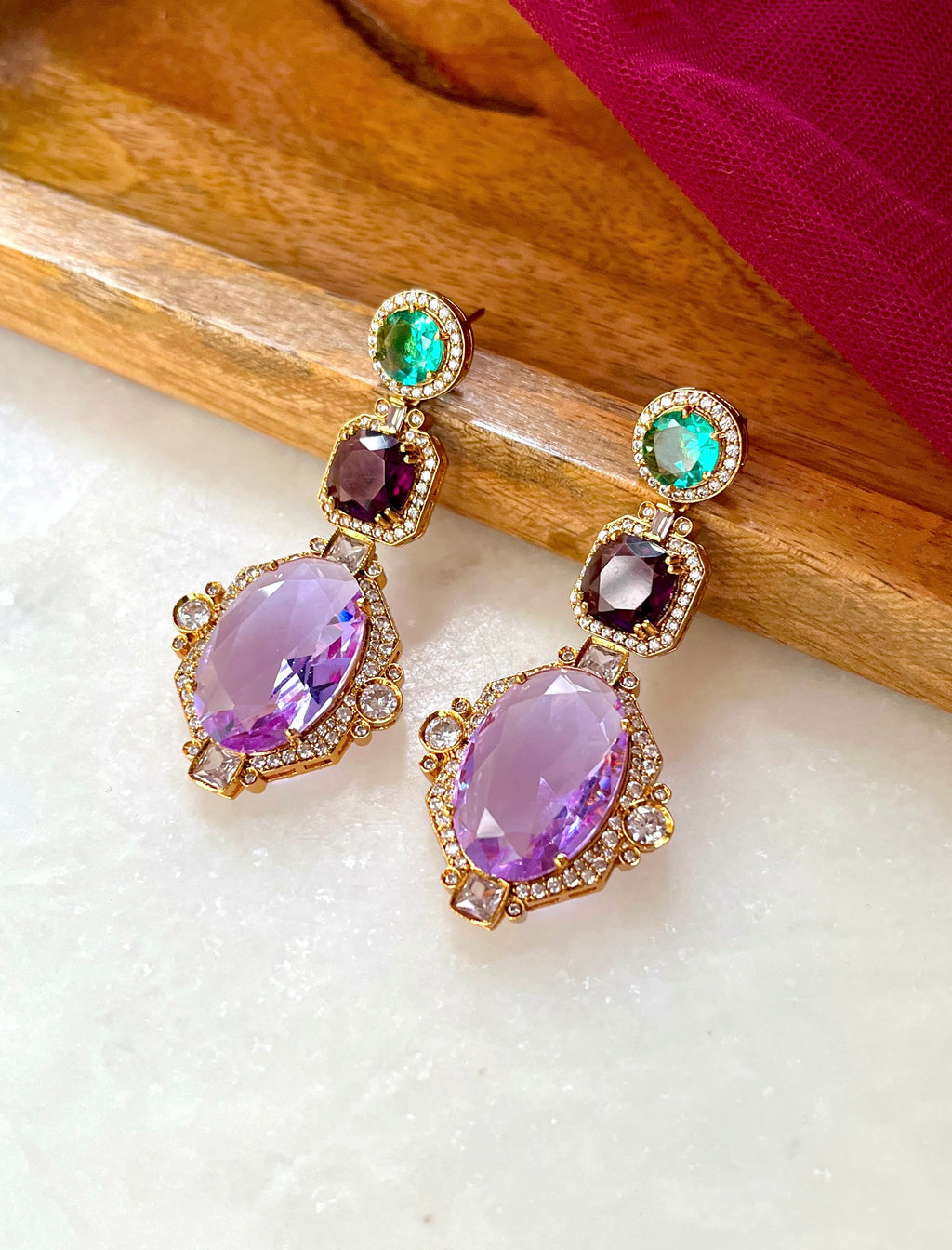 Clara Tri Color Modern Golden Earrings