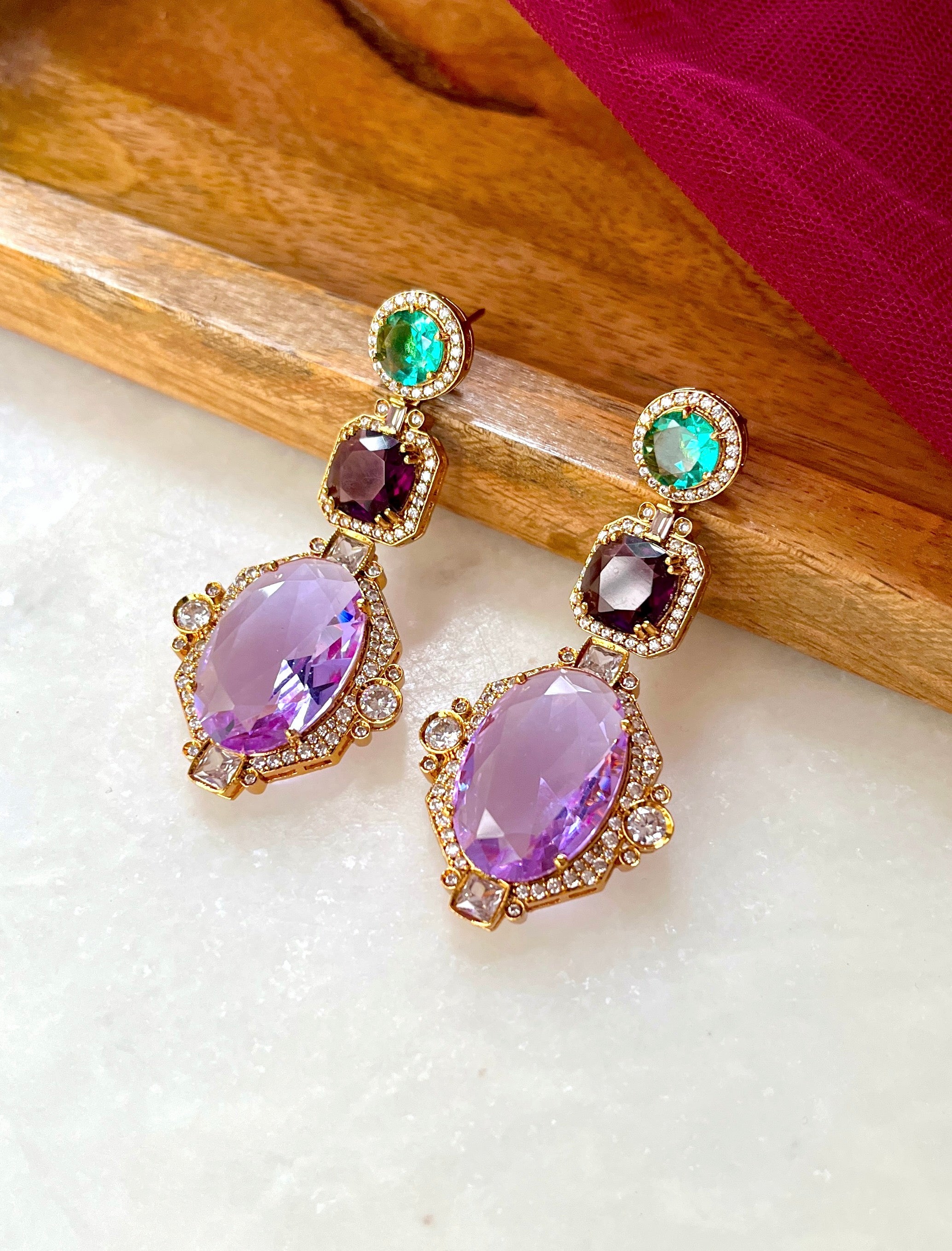 Clara Tri Color Modern Golden Earrings