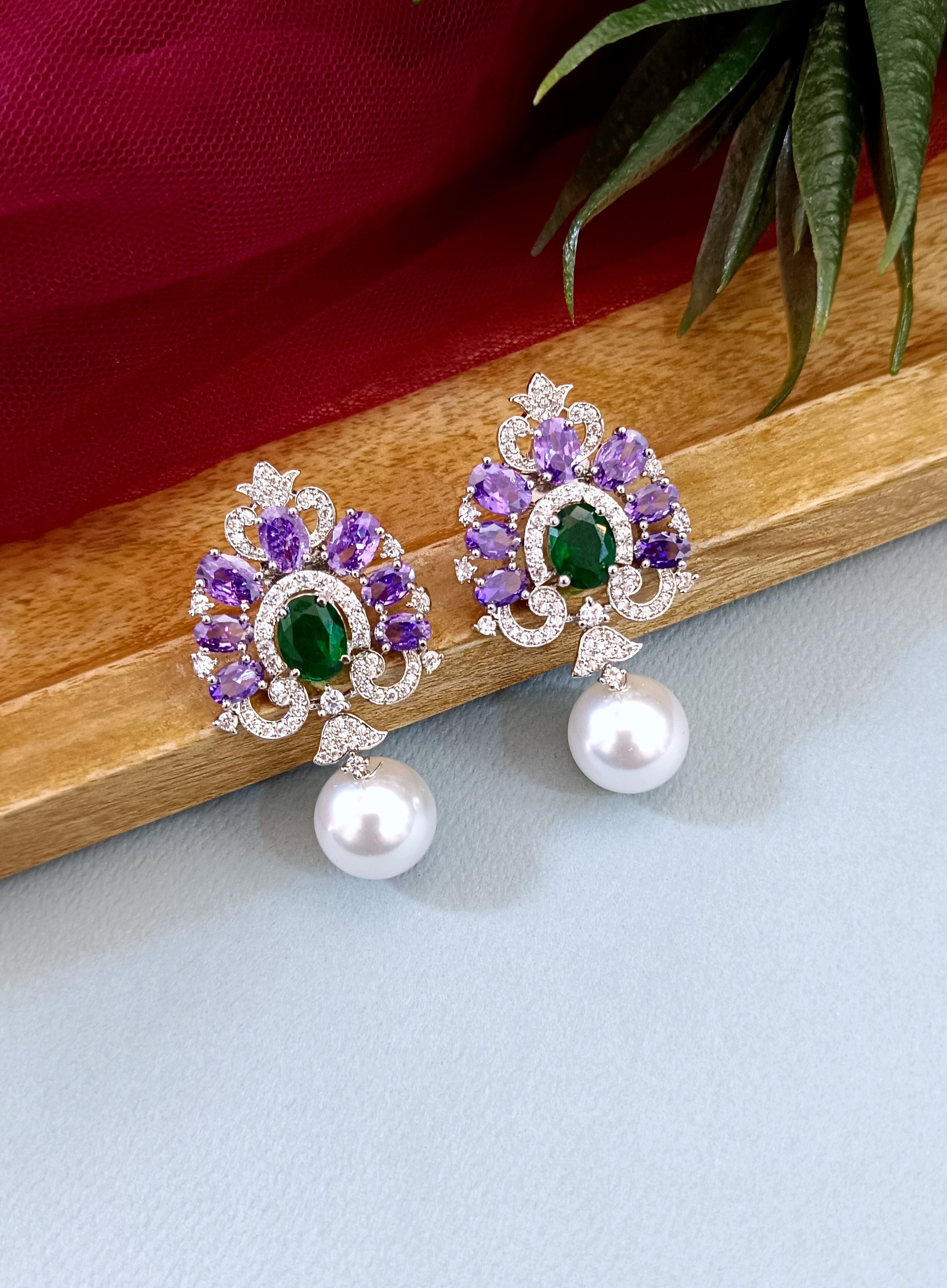 Aphra Designer Diamond Earrings with Pearl Drop