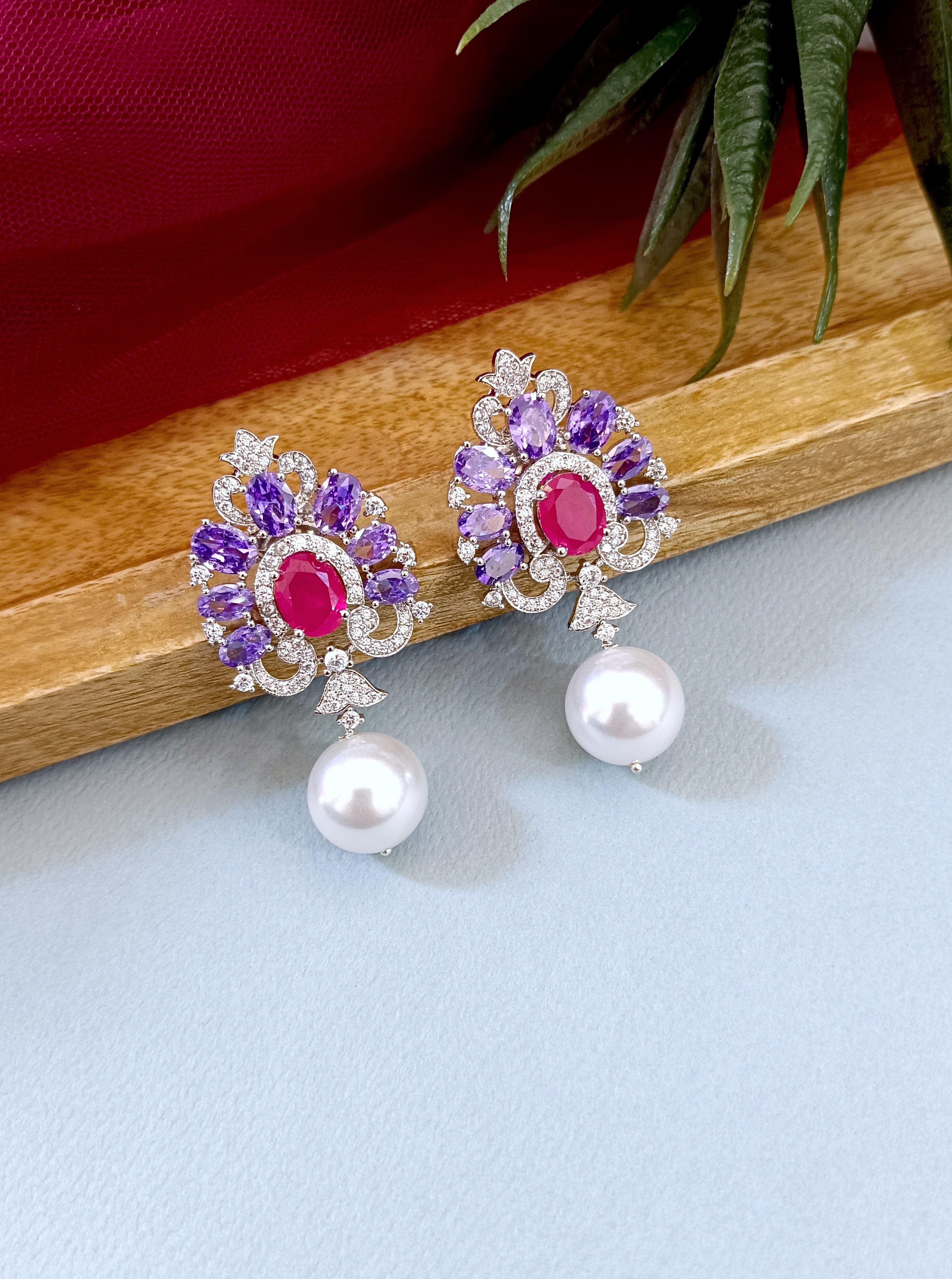 Aphra Designer Diamond Earrings with Pearl Drop