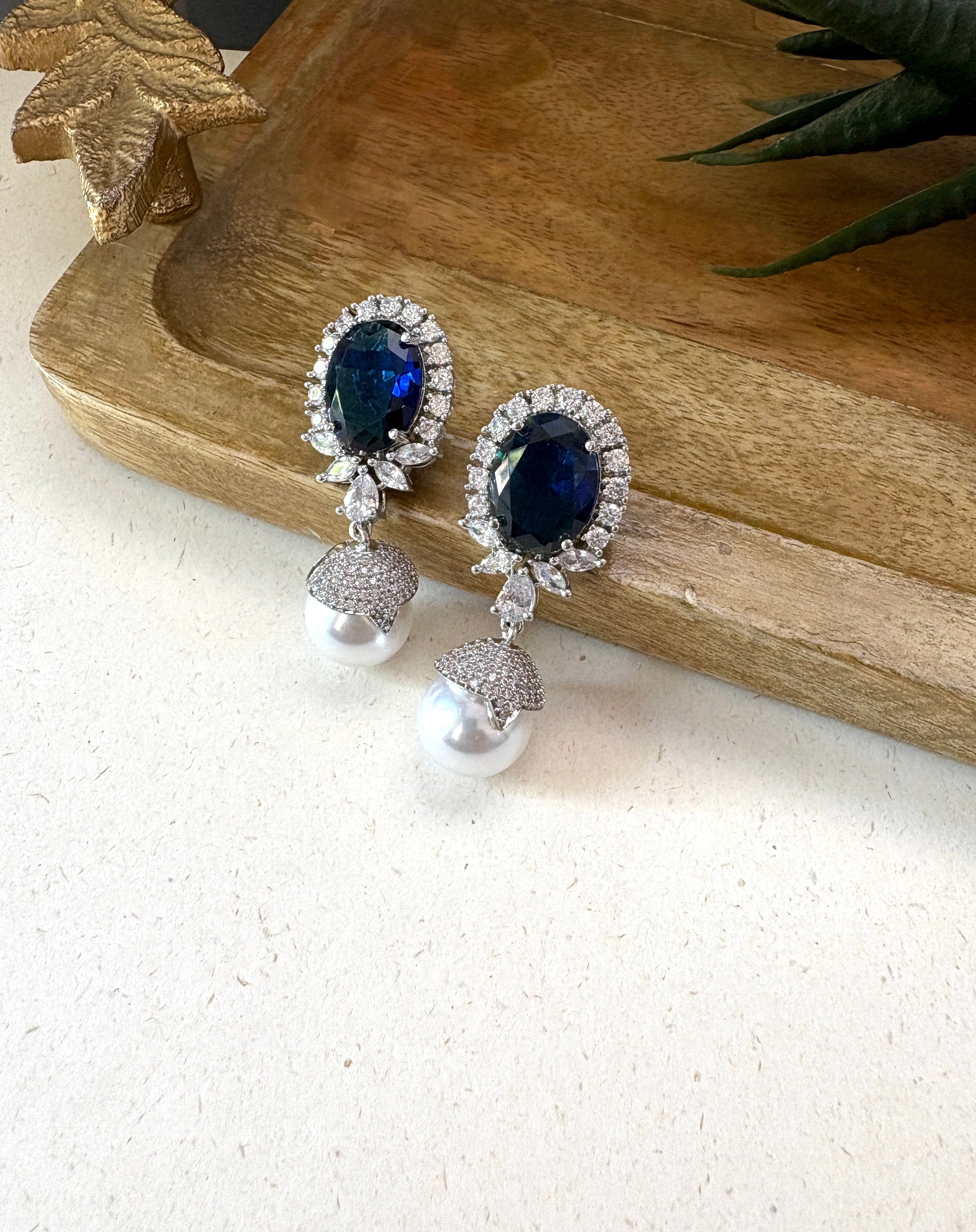 Ashley Designer Diamond & Pearl Earrings