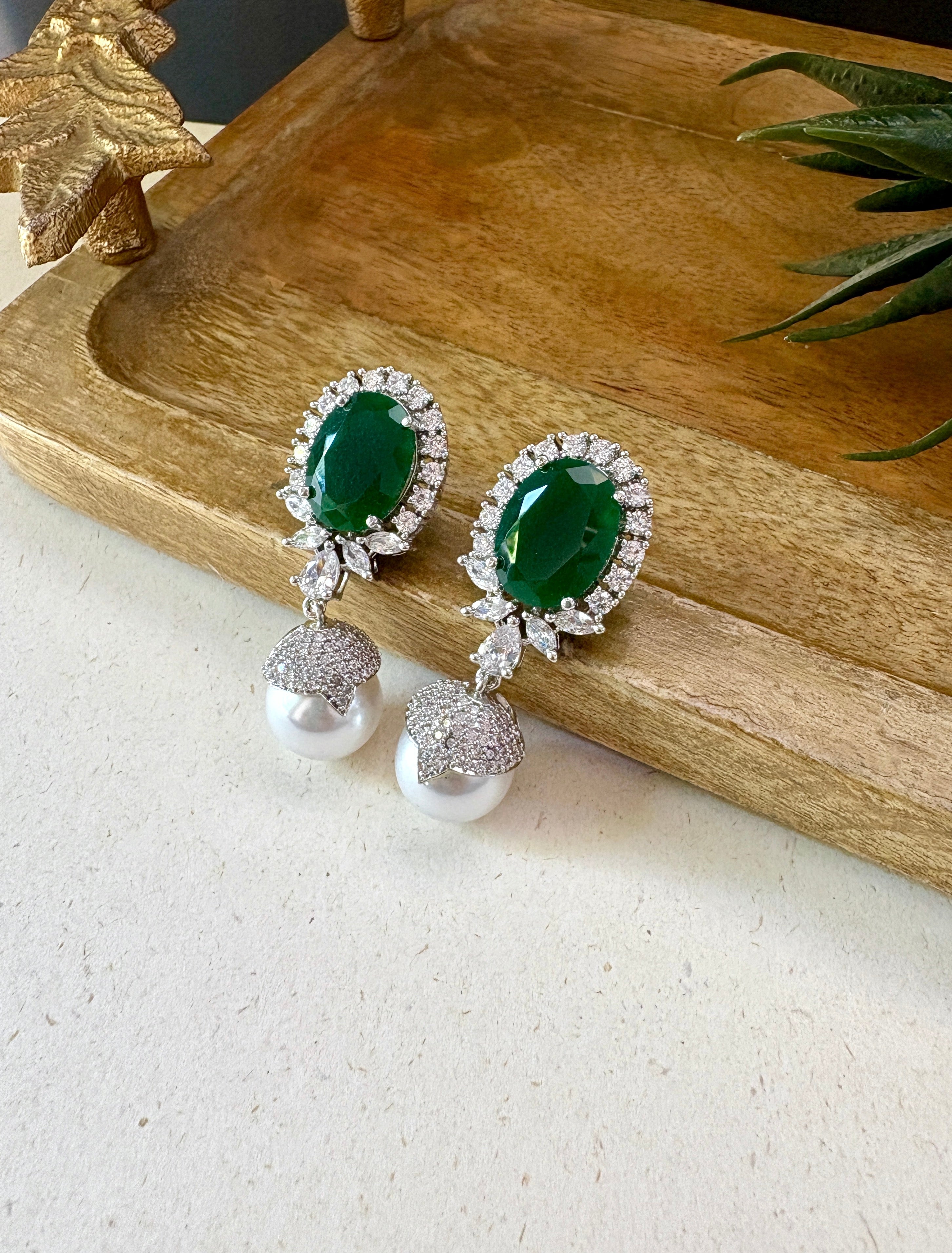 Ashley Designer Diamond & Pearl Earrings