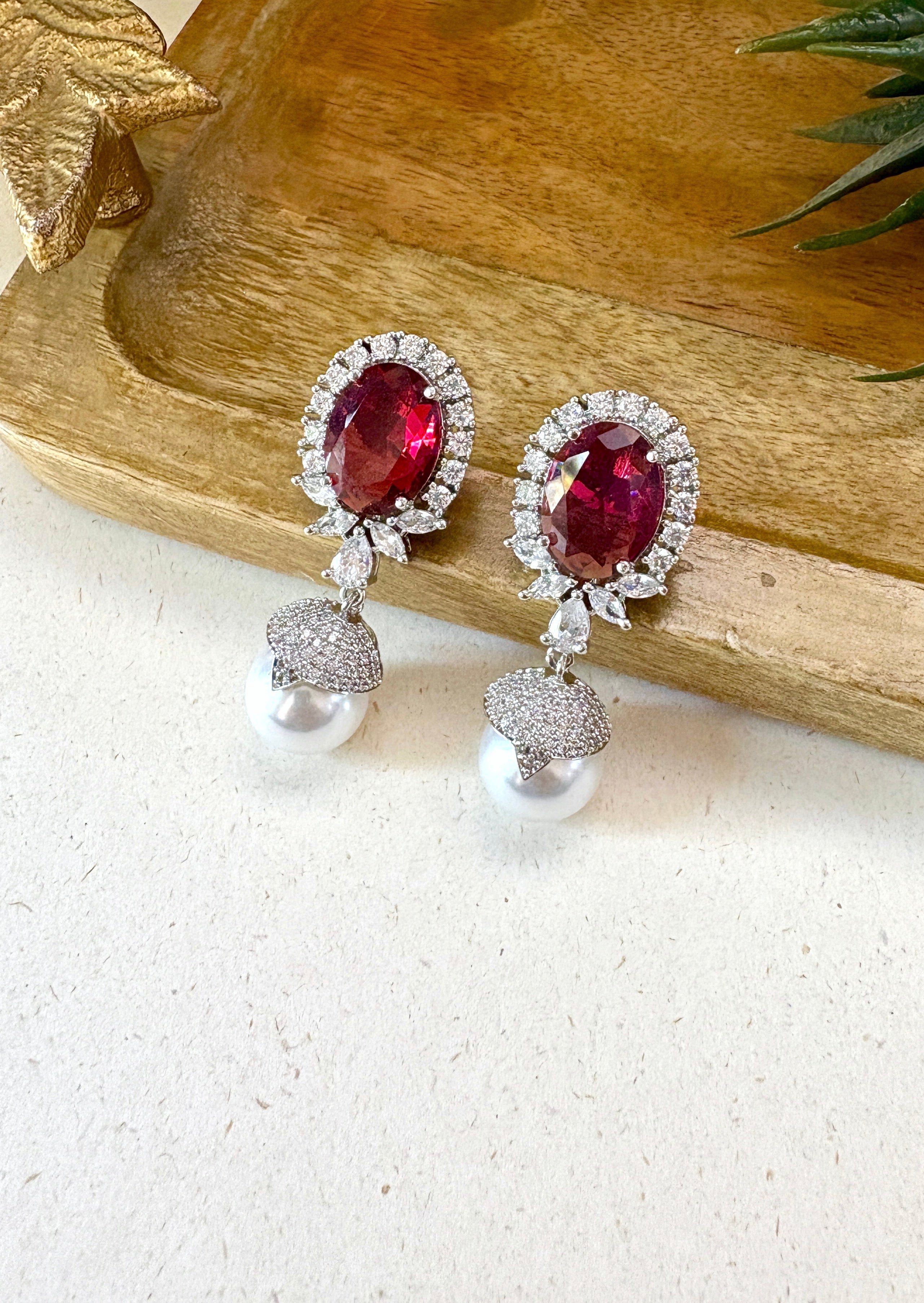Ashley Designer Diamond & Pearl Earrings