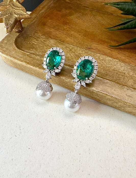 Ashley Designer Diamond & Pearl Earrings