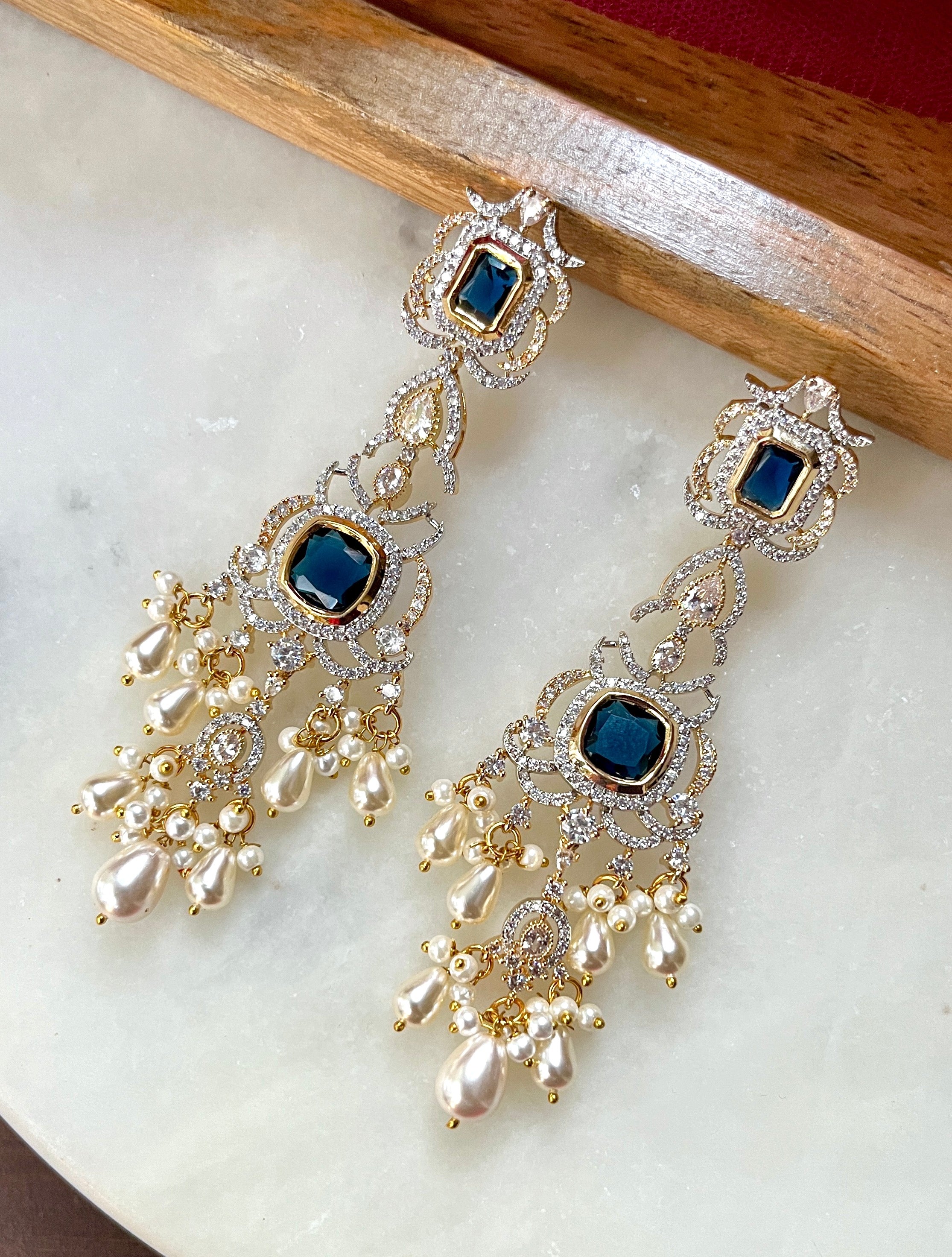 Tulsi Pearl and Diamond Statement Earrings