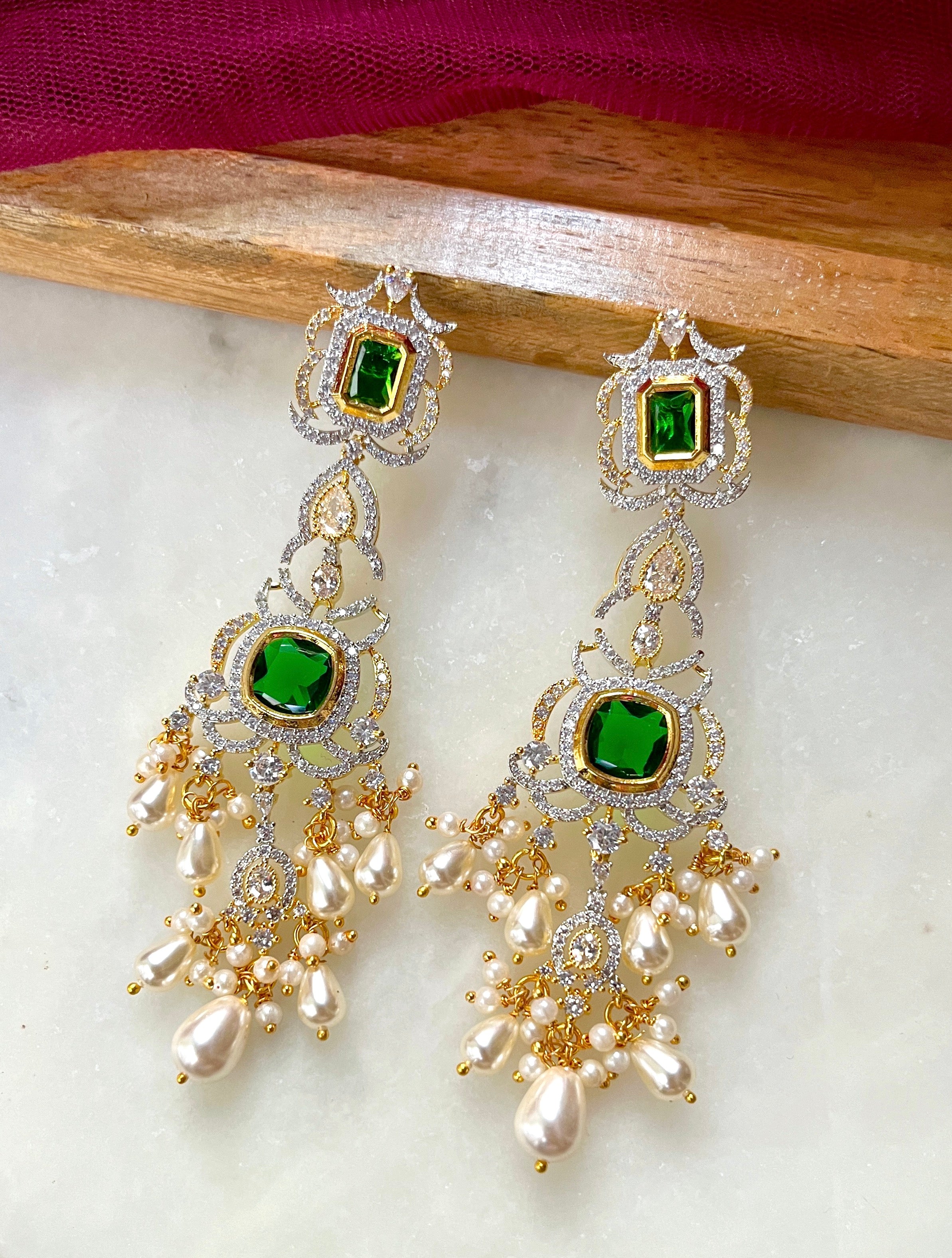 Tulsi Pearl and Diamond Statement Earrings