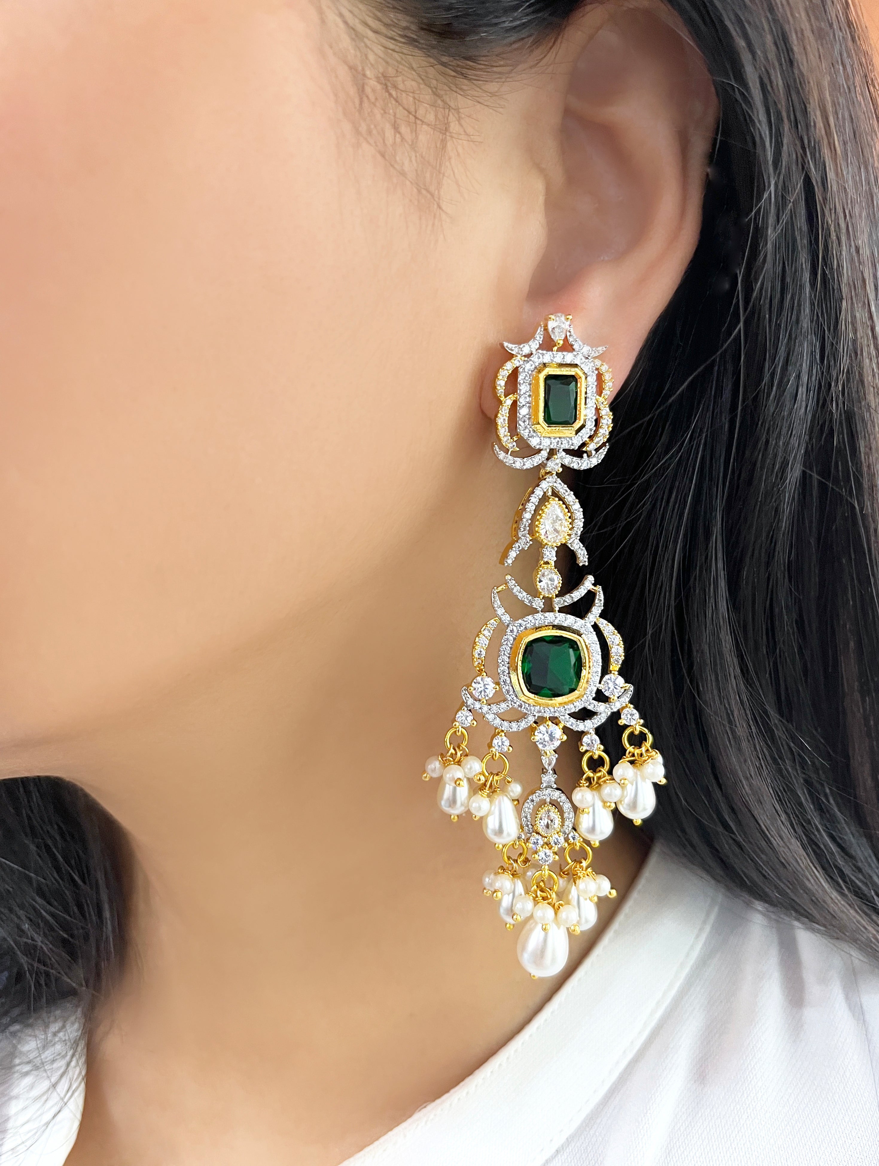 Tulsi Pearl and Diamond Statement Earrings