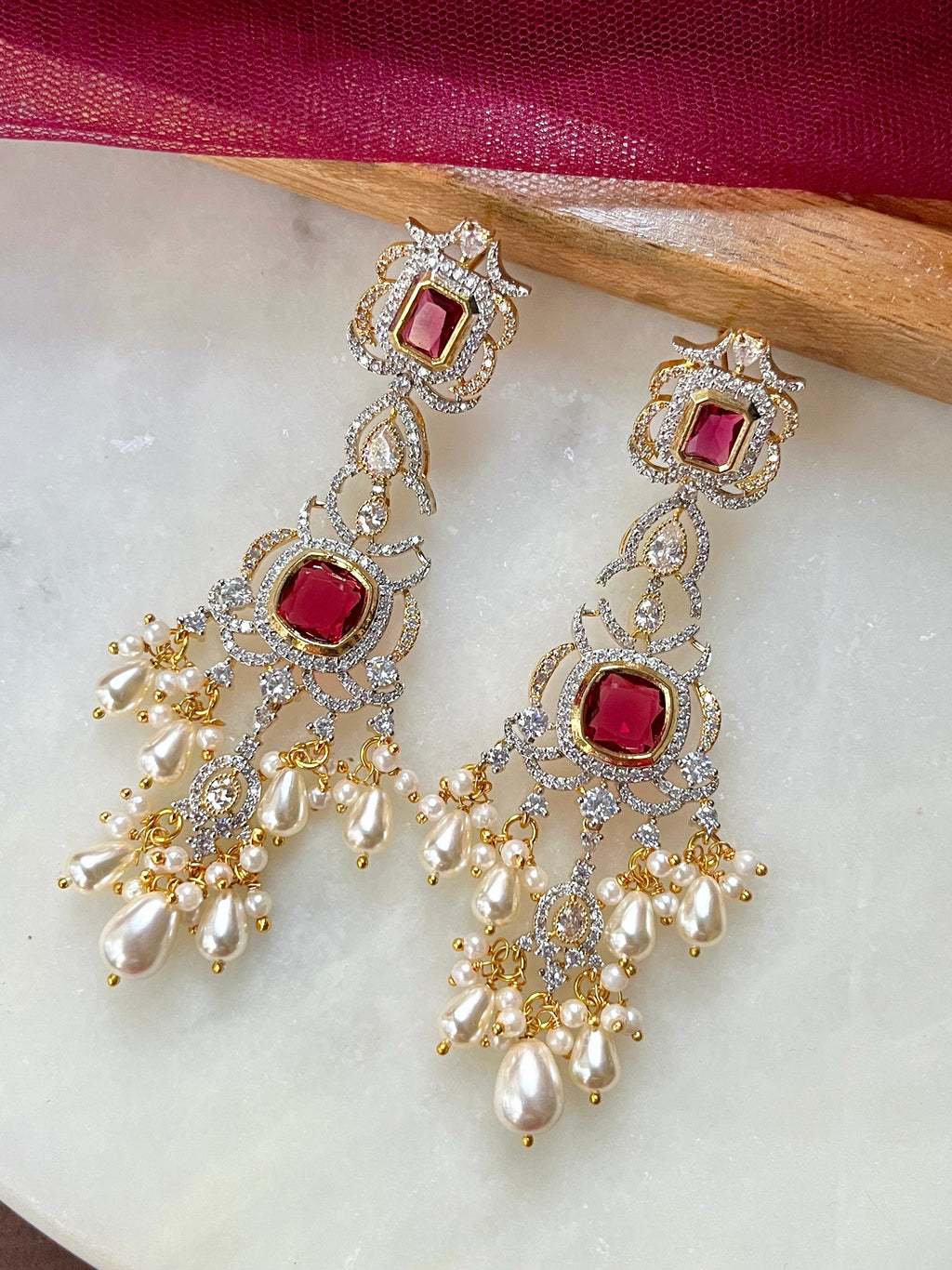 Tulsi Pearl and Diamond Statement Earrings