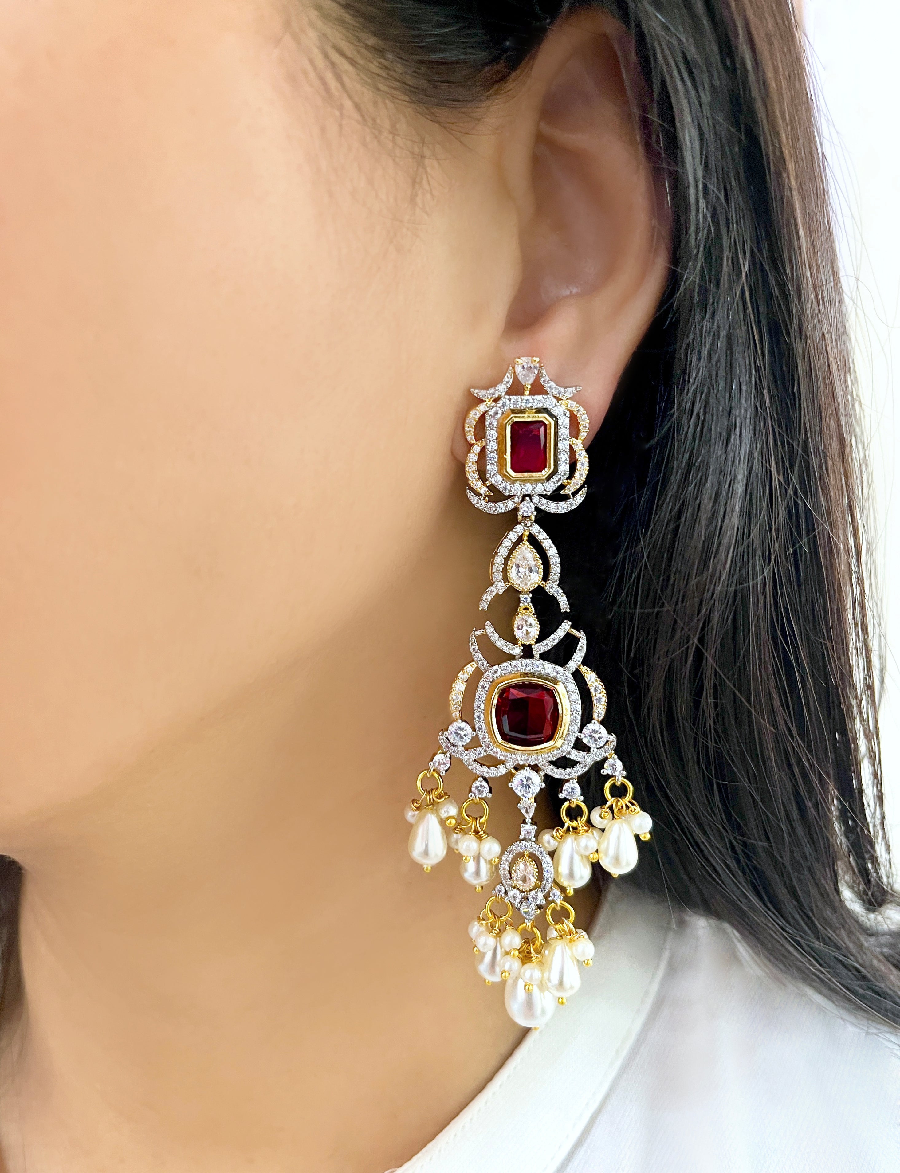 Tulsi Pearl and Diamond Statement Earrings