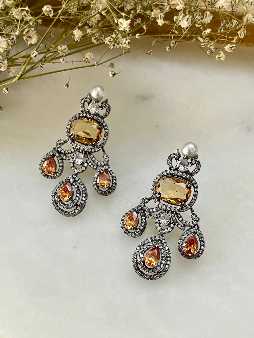 Aadhya Vintage Diamond & Gemstone Earrings