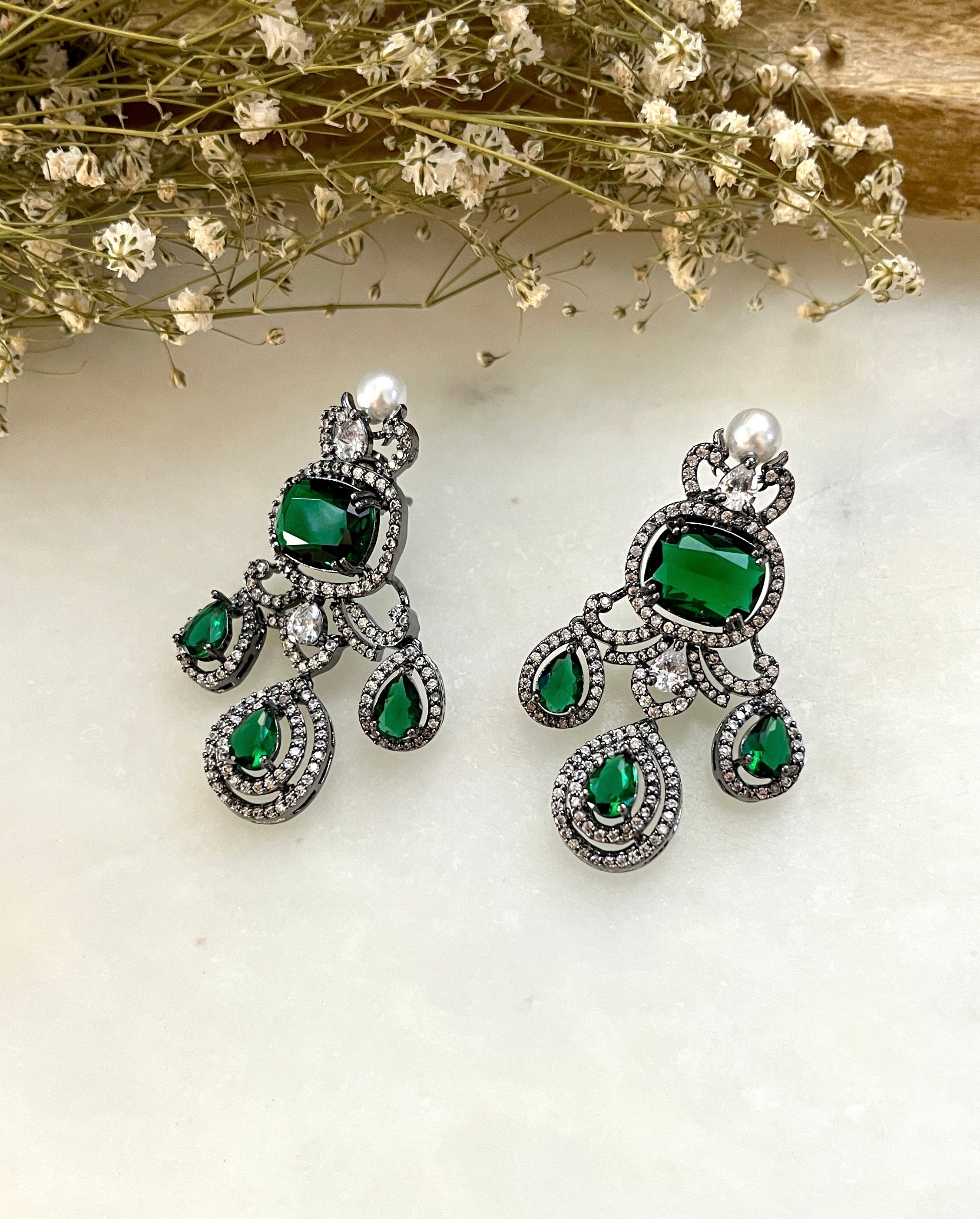 Aadhya Vintage Diamond & Gemstone Earrings