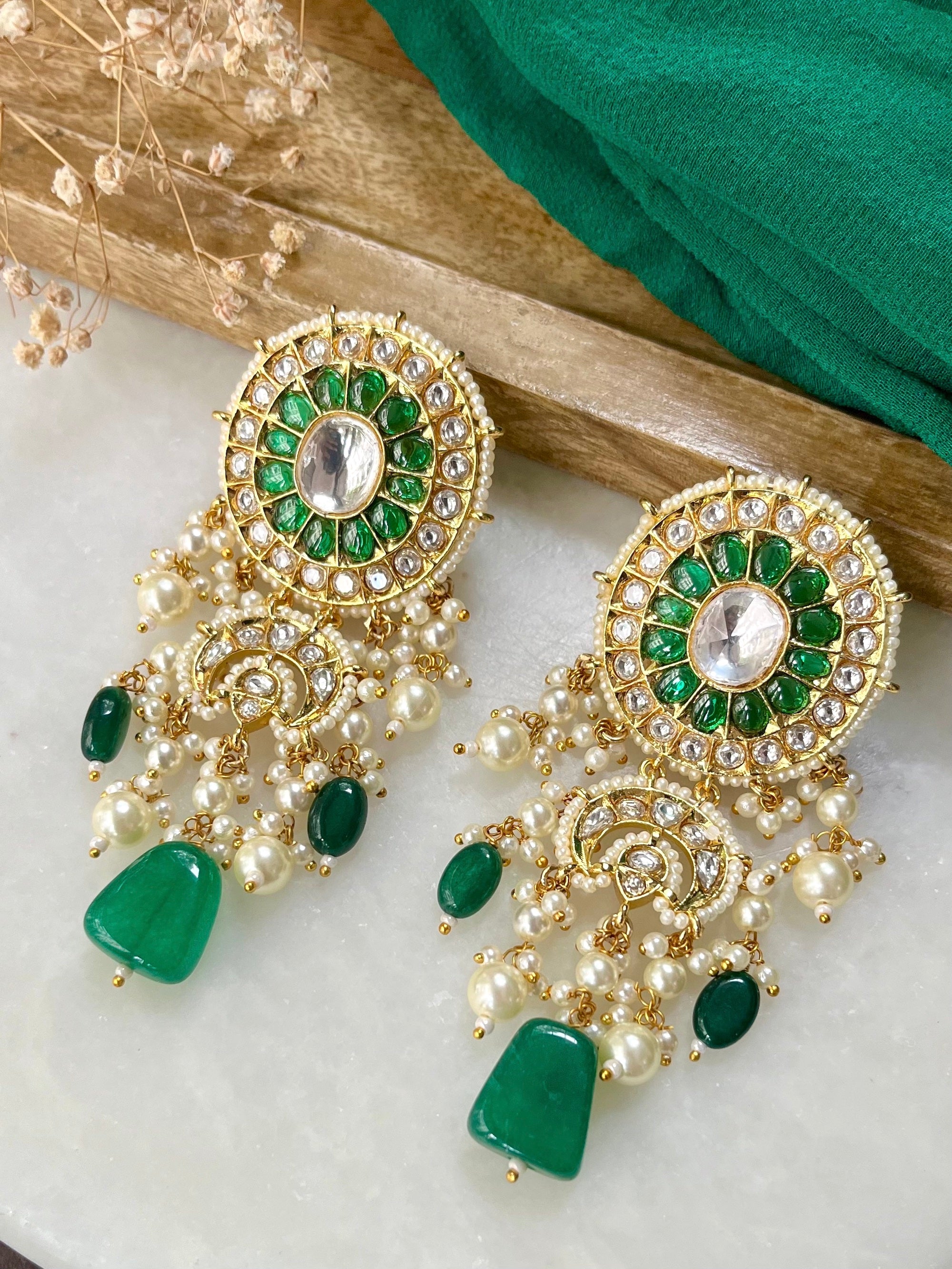 Anaiza Polki Designer Statement Earrings