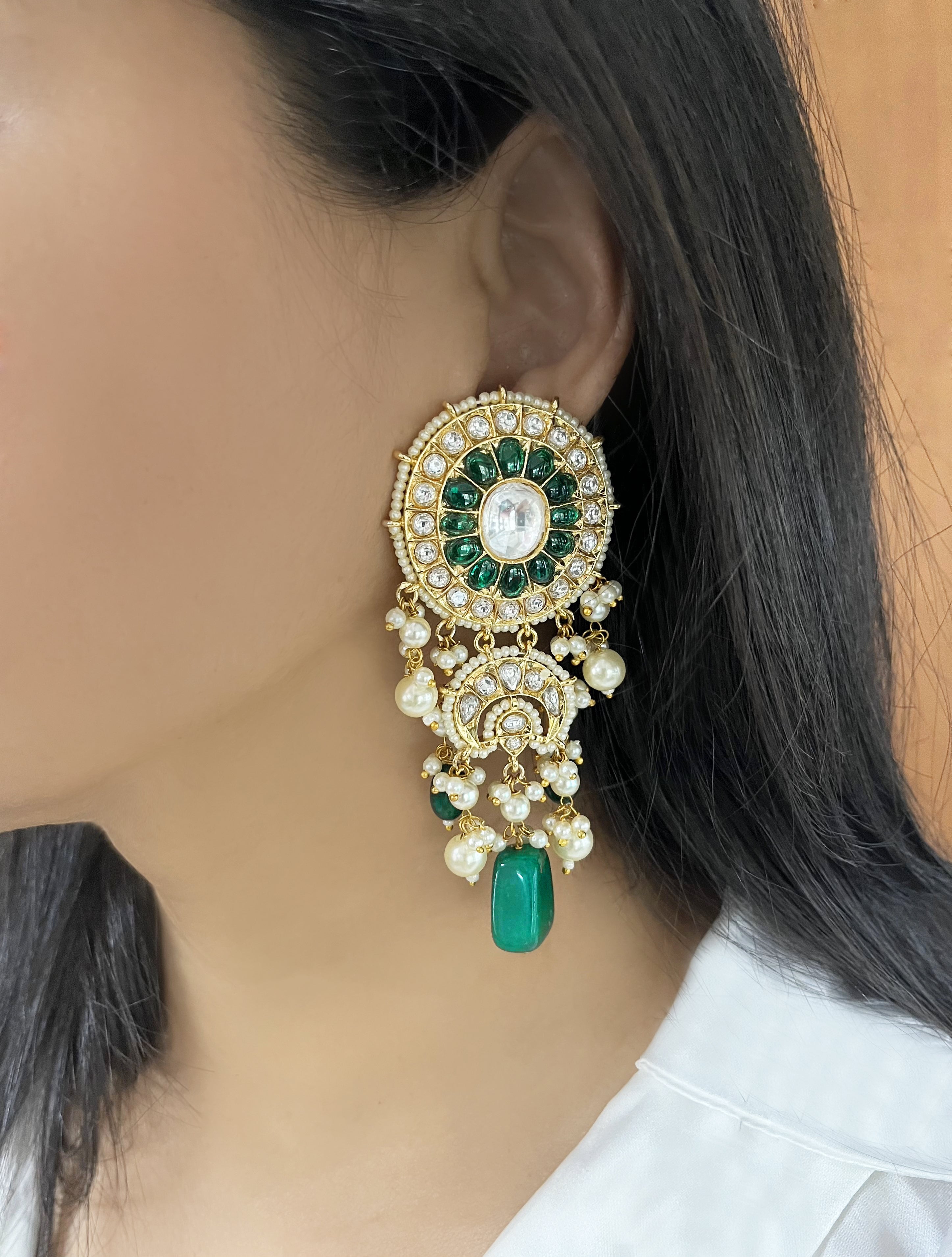 Anaiza Polki Designer Statement Earrings