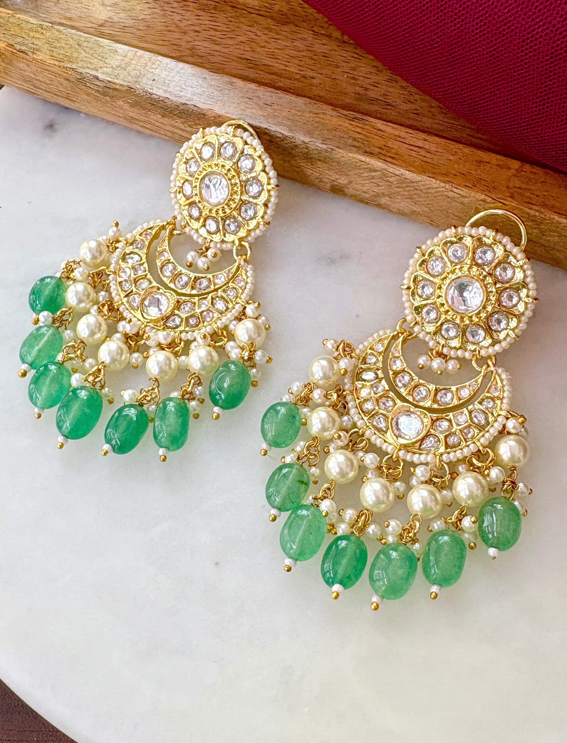 Aisha Gold Plated Designer Polki Earrings