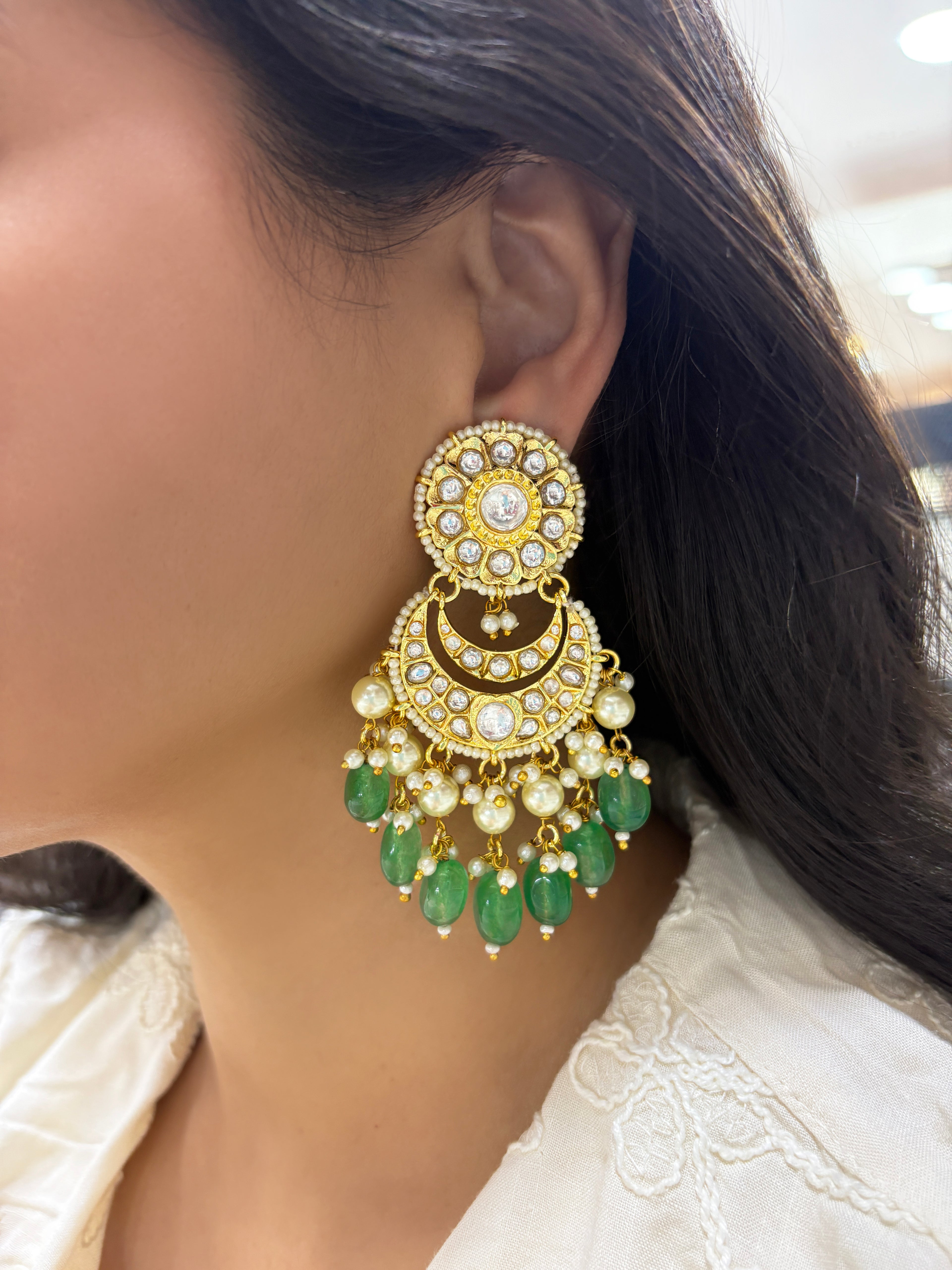 Aisha Gold Plated Designer Polki Earrings