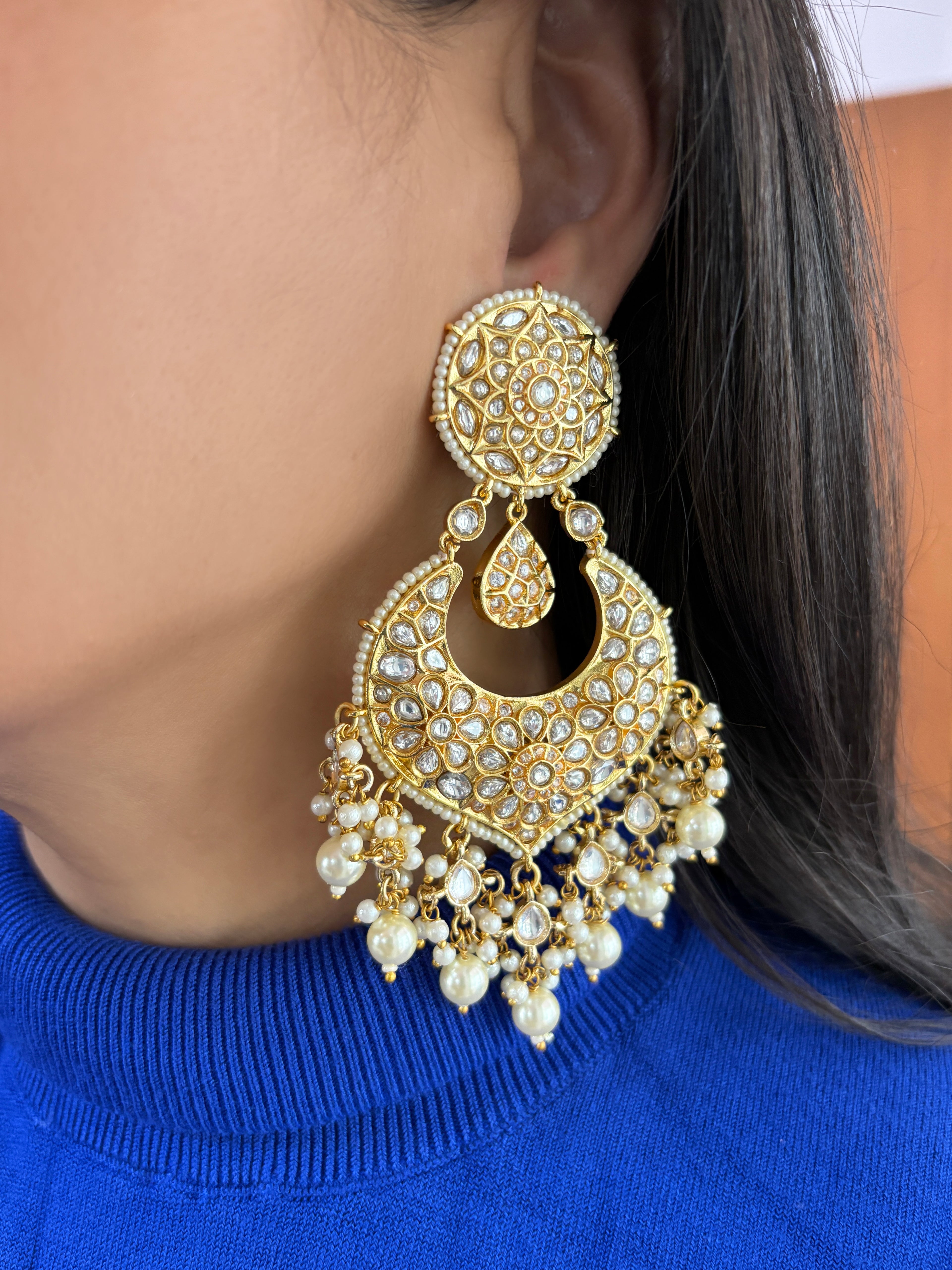 Samara Gold Plated Polki Chandbalis