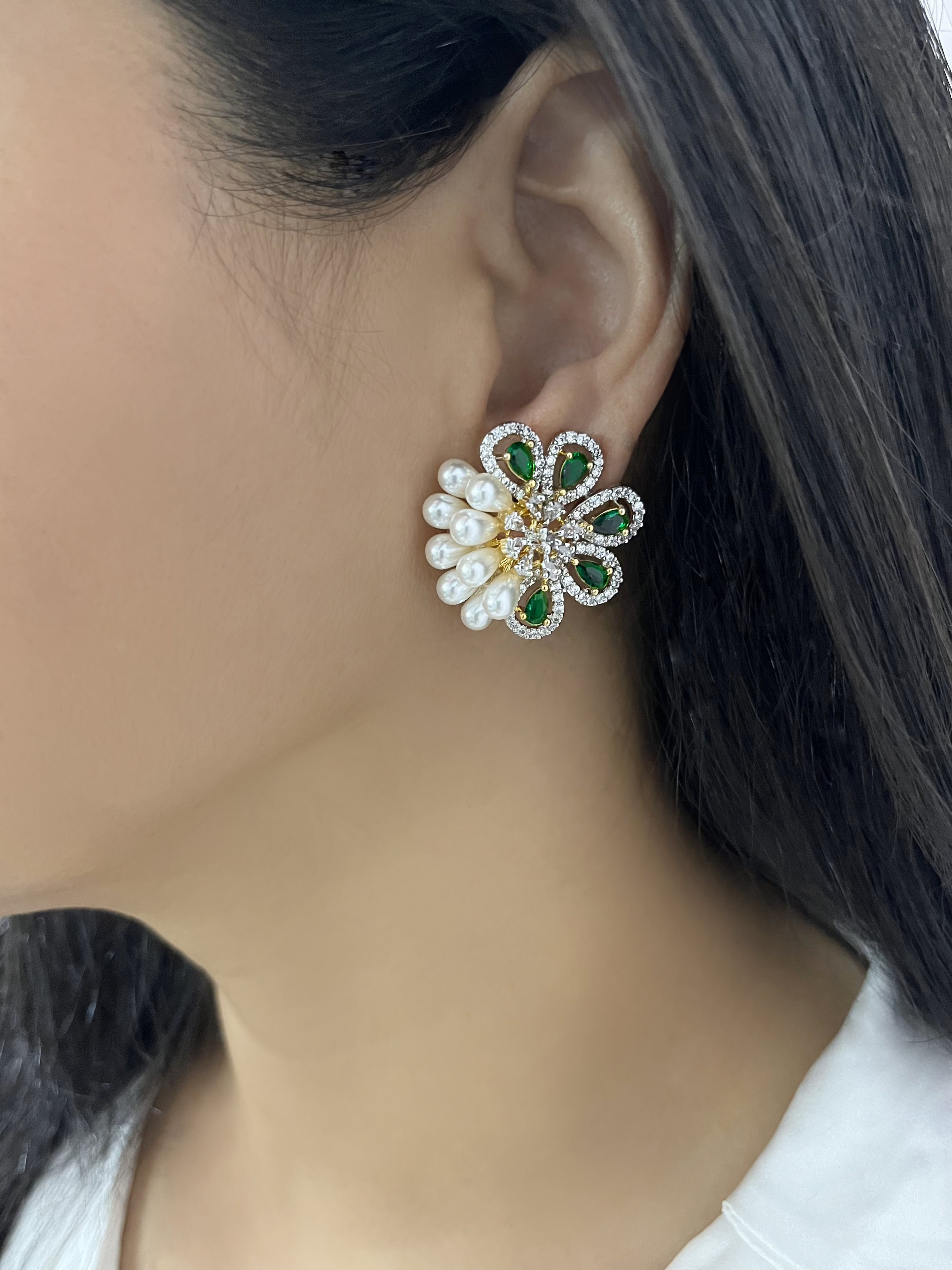 Faye Pearl & Diamond Designer Studs
