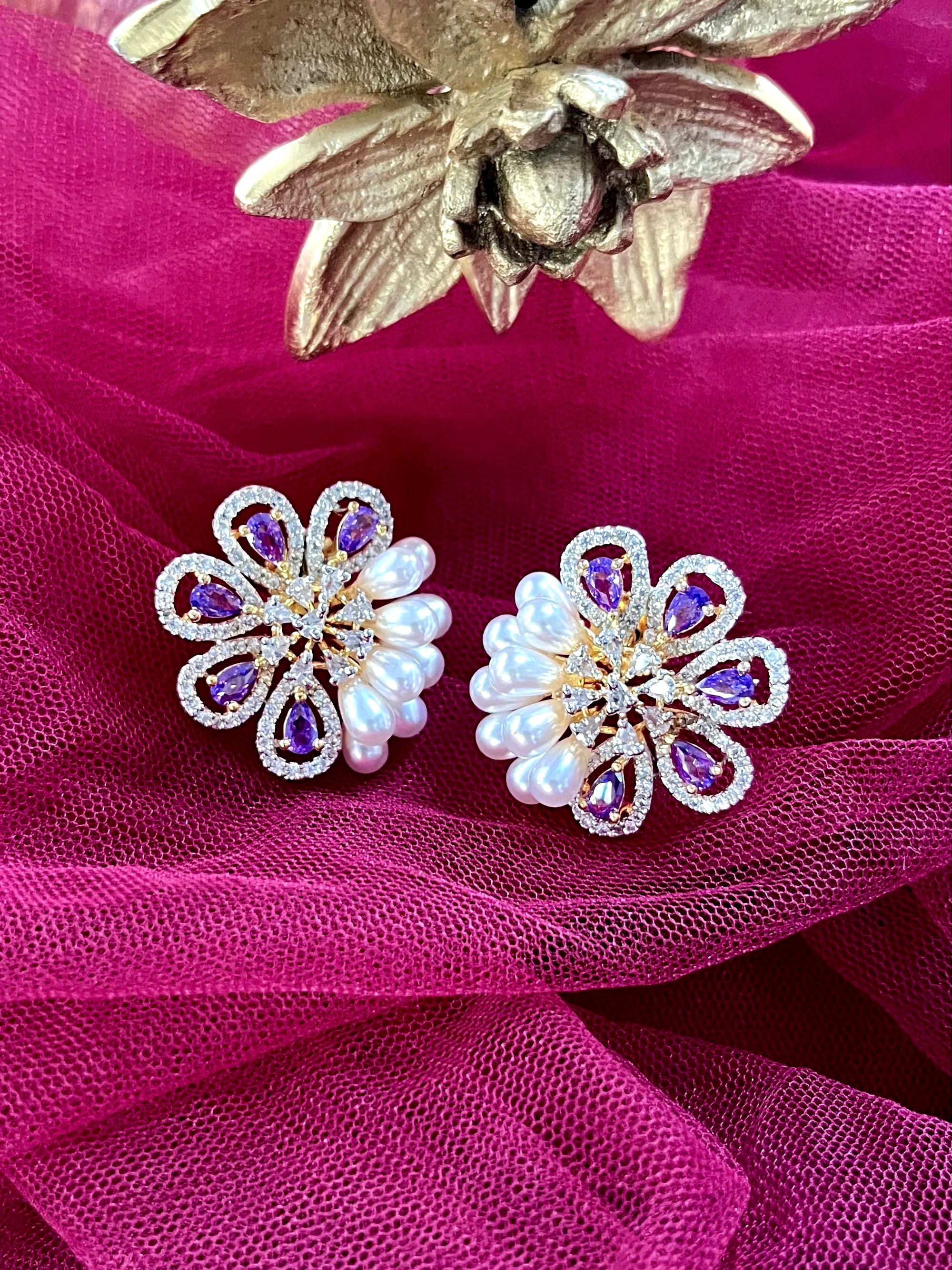 Faye Pearl & Diamond Designer Studs