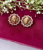 Ganesha Gold Plated Polki Studs