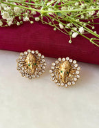 Ganesha Gold Plated Polki Studs