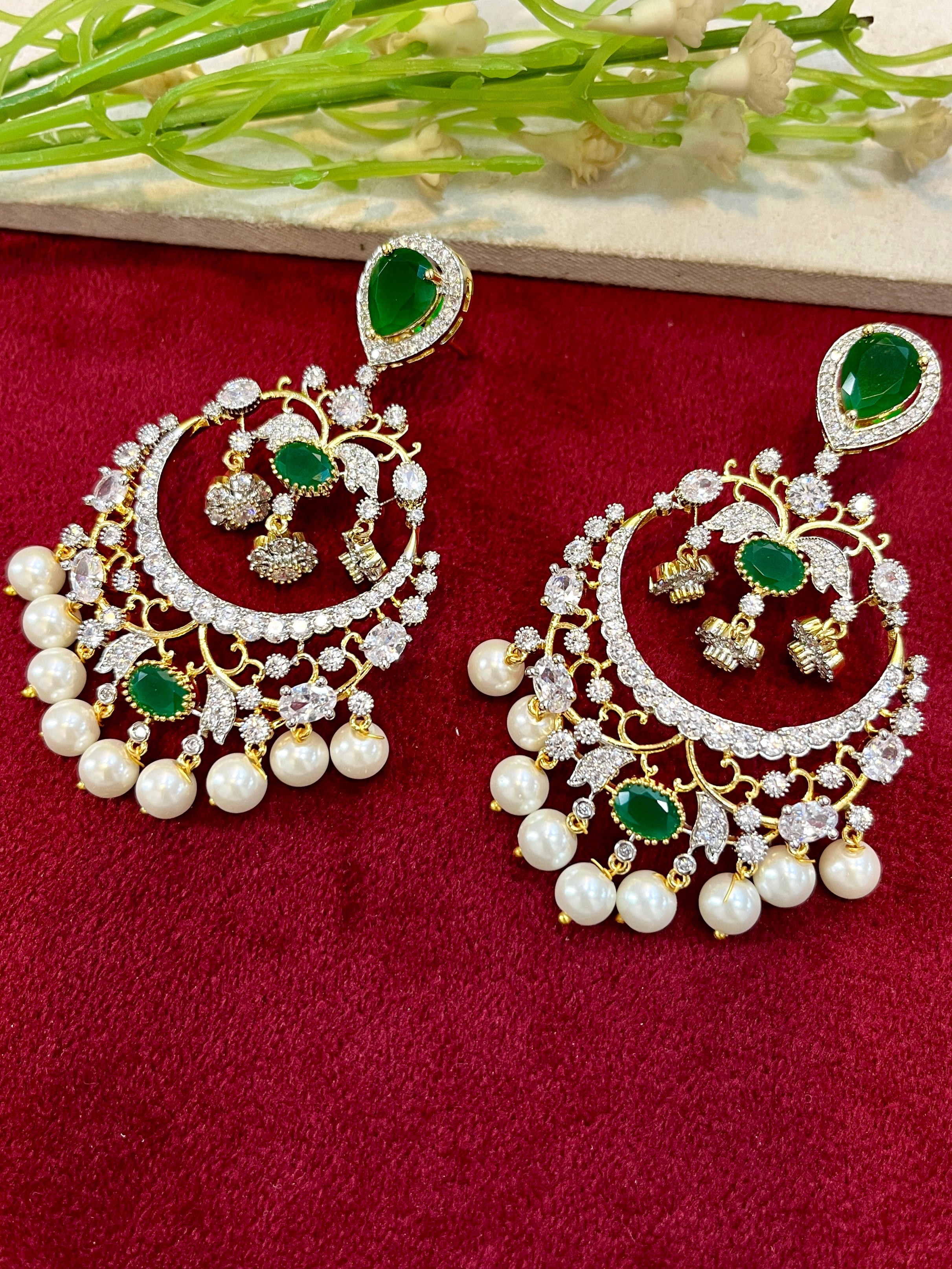 Vanya Diamond & Pearl Designer Chandbali