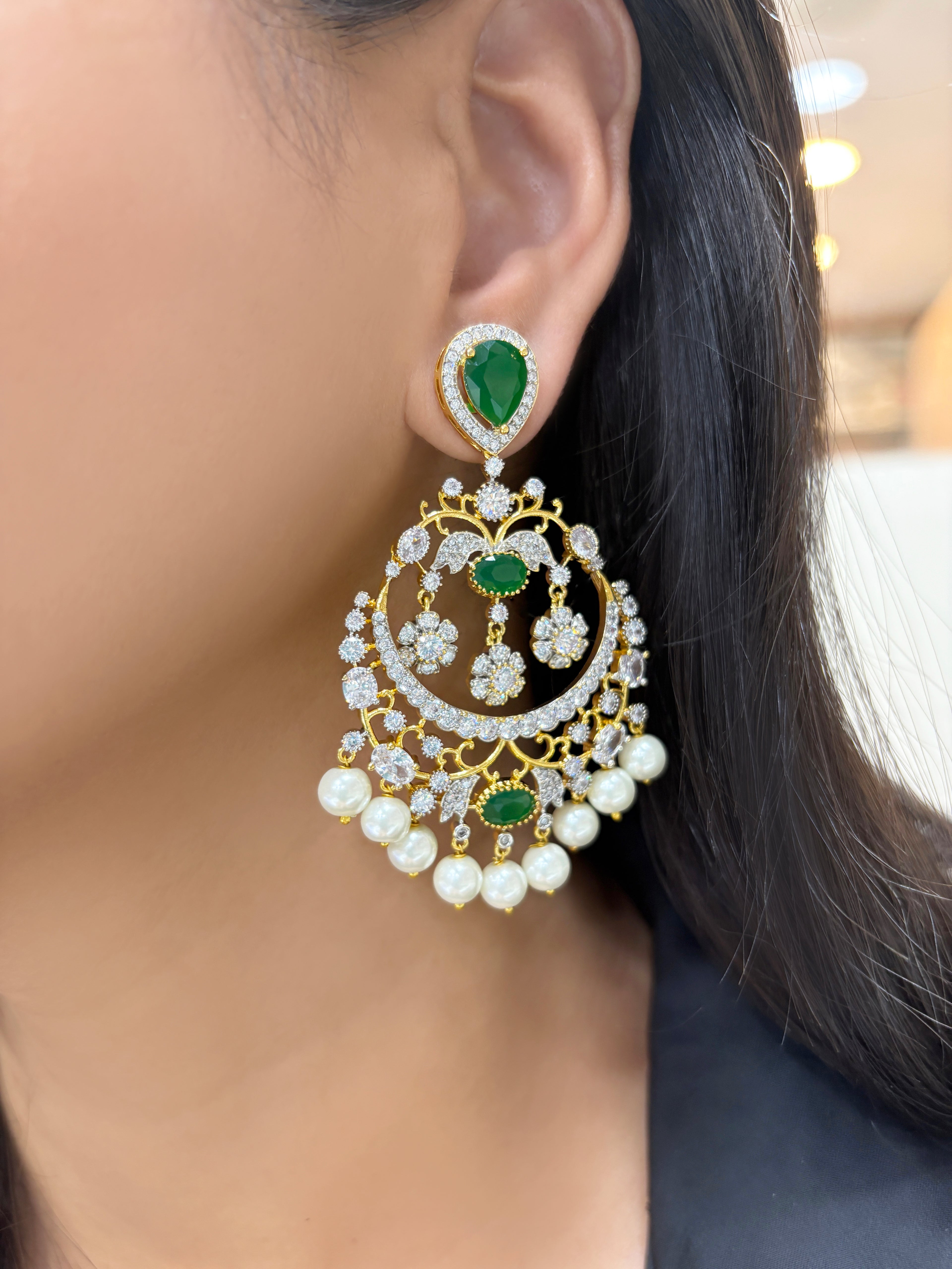 Vanya Diamond & Pearl Designer Chandbali