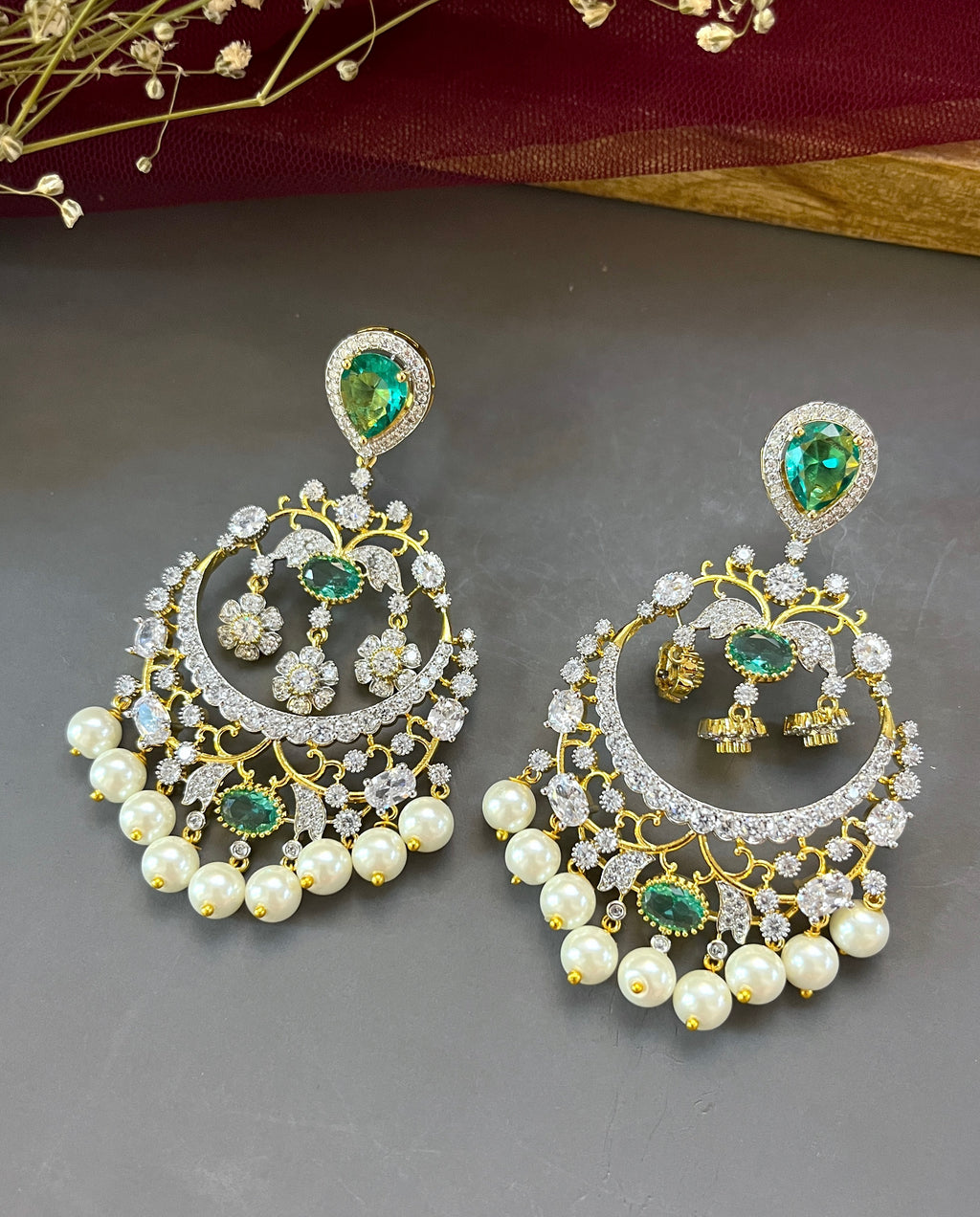 Vanya Diamond & Pearl Designer Chandbali
