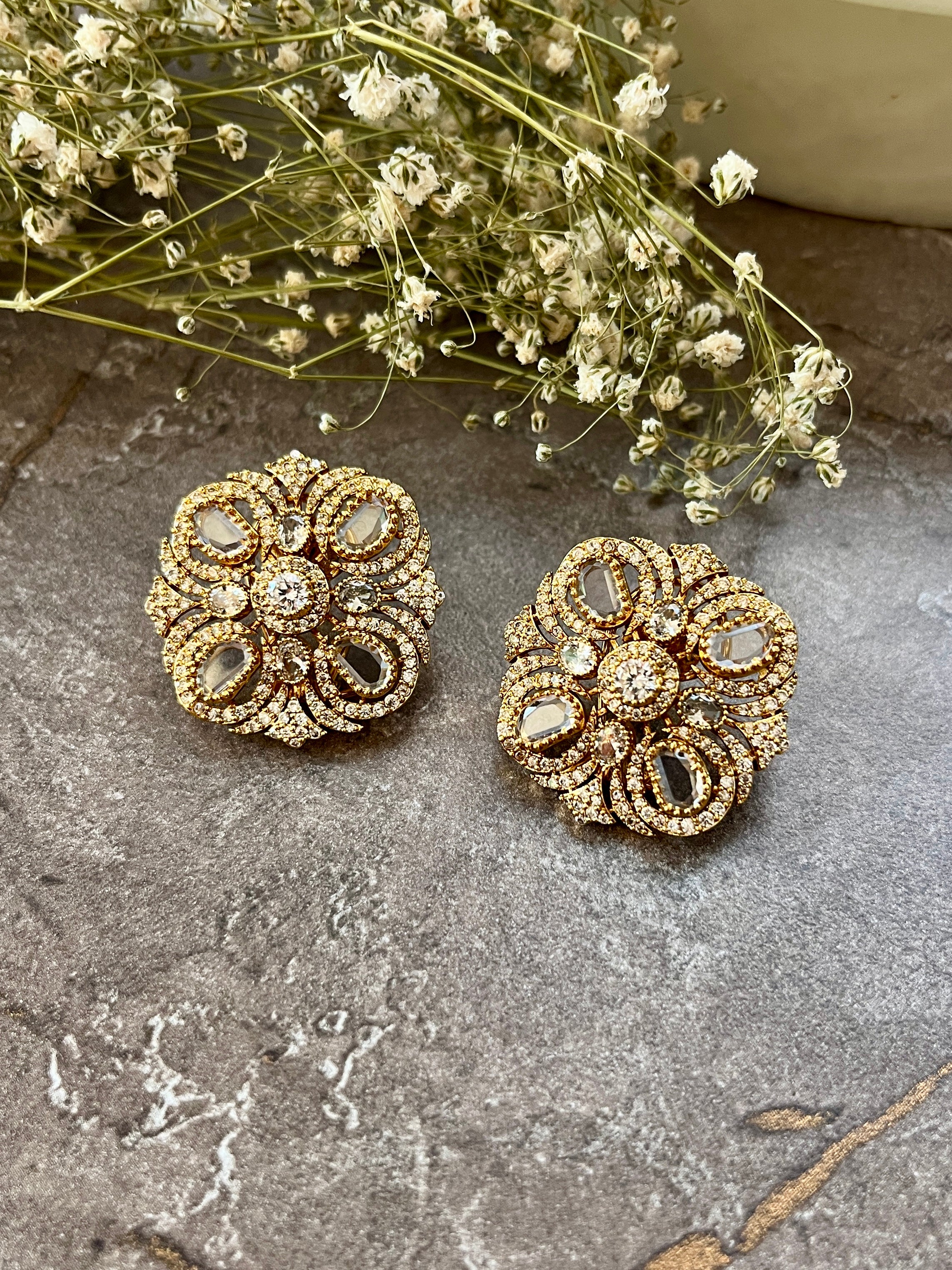 Rianna Vintage Rose Cut Diamond Studs