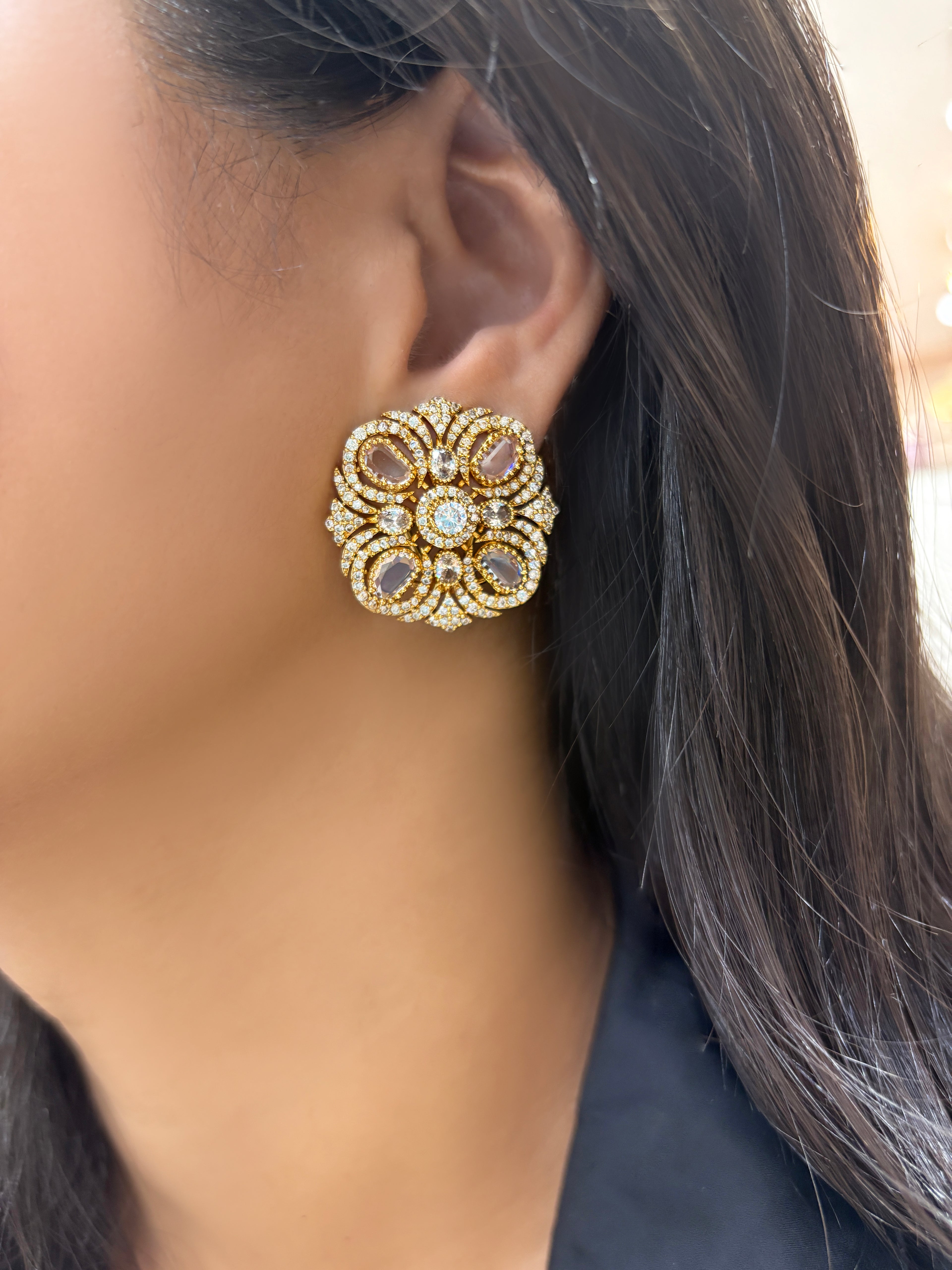 Rianna Vintage Rose Cut Diamond Studs