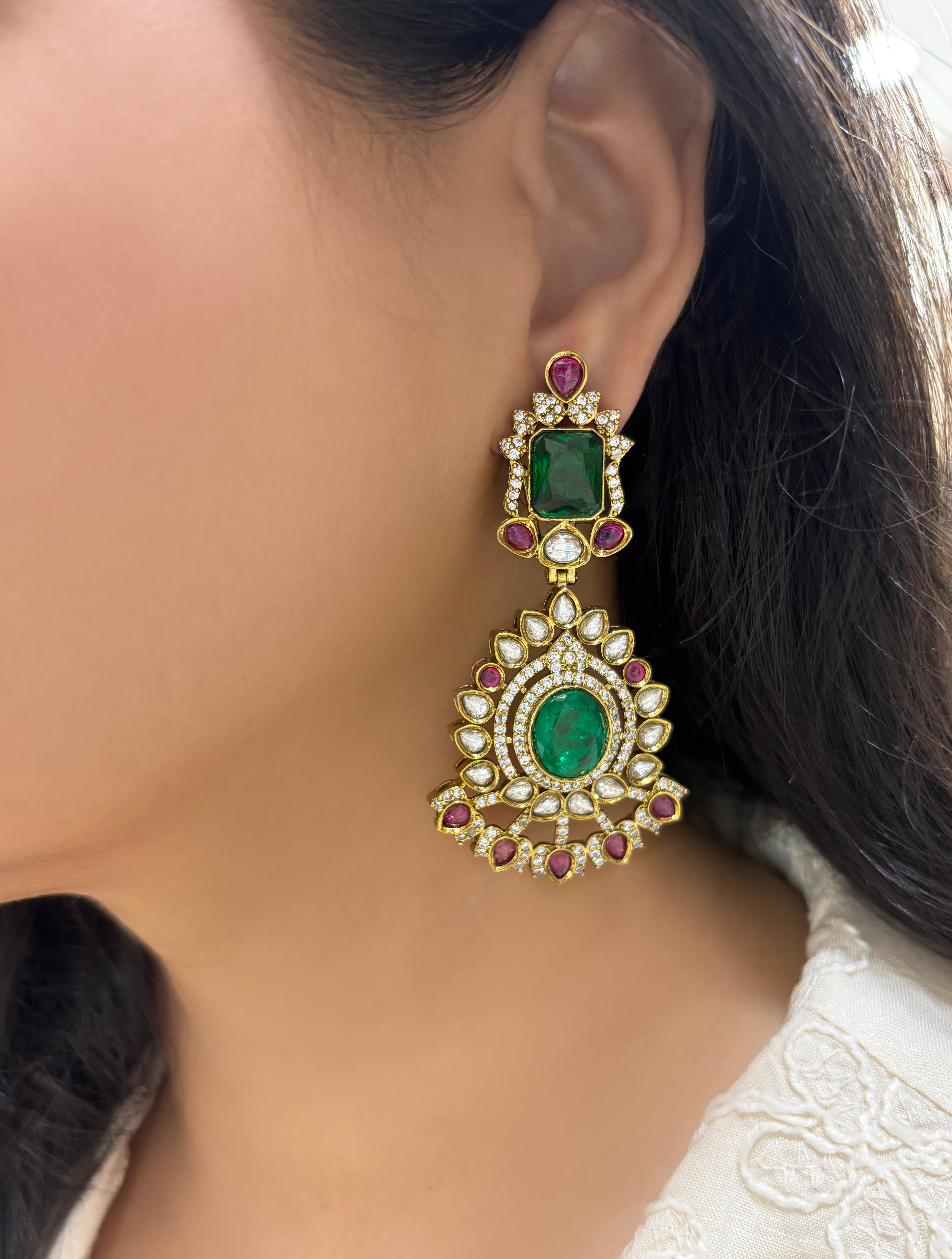 Kavya Polki Designer Earrings