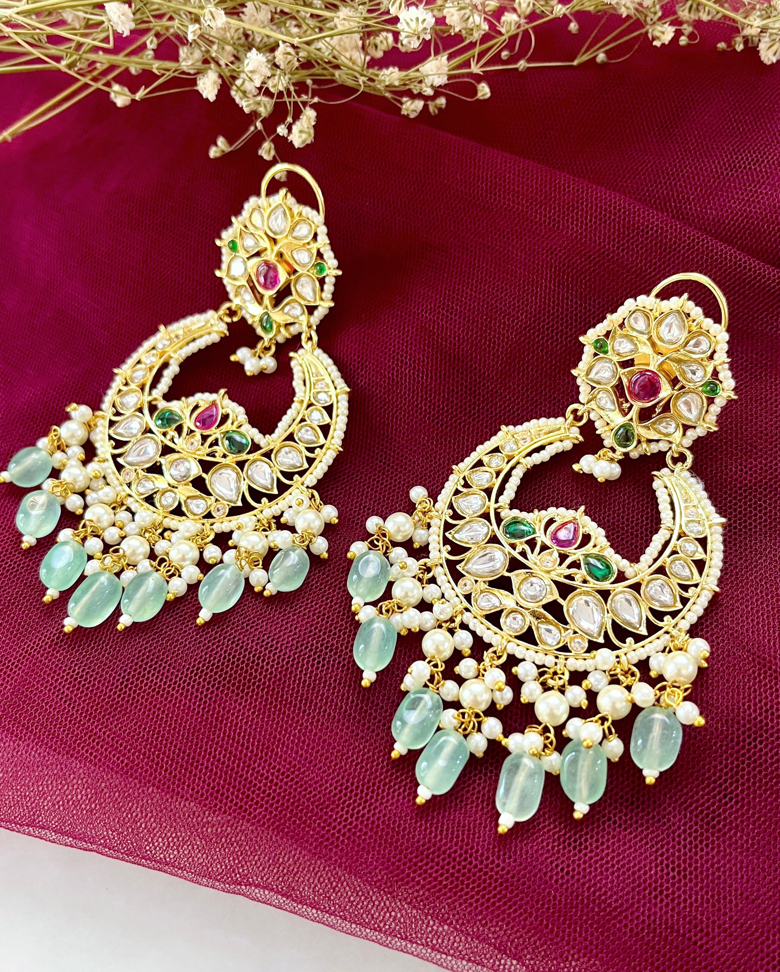Jaanvi Polki Chandbali Earrings