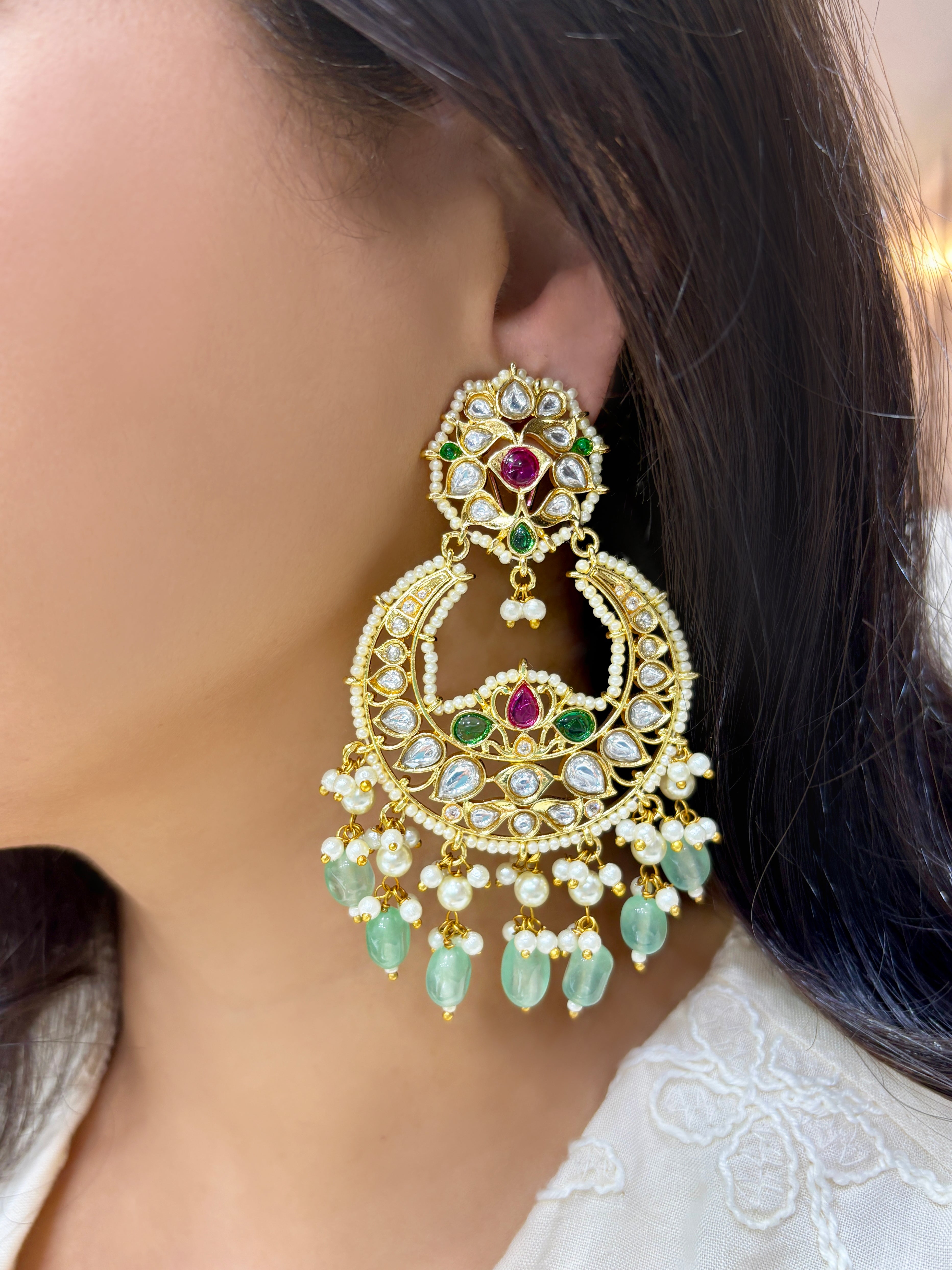 Jaanvi Polki Chandbali Earrings