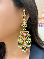 Ruhi Statement Polki Earrings with Kanauti