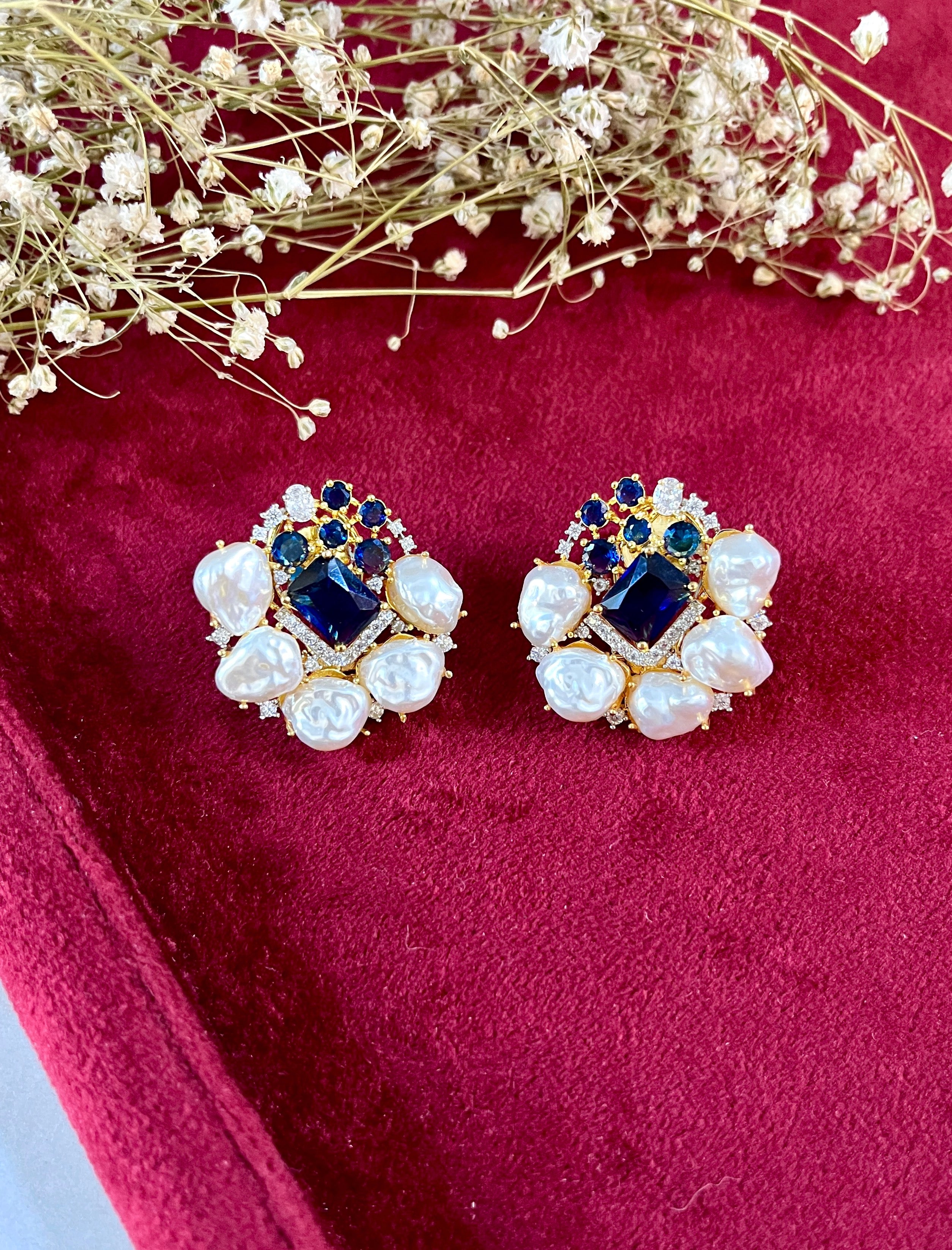 Emma Diamond & Baroque Pearl Designer Studs