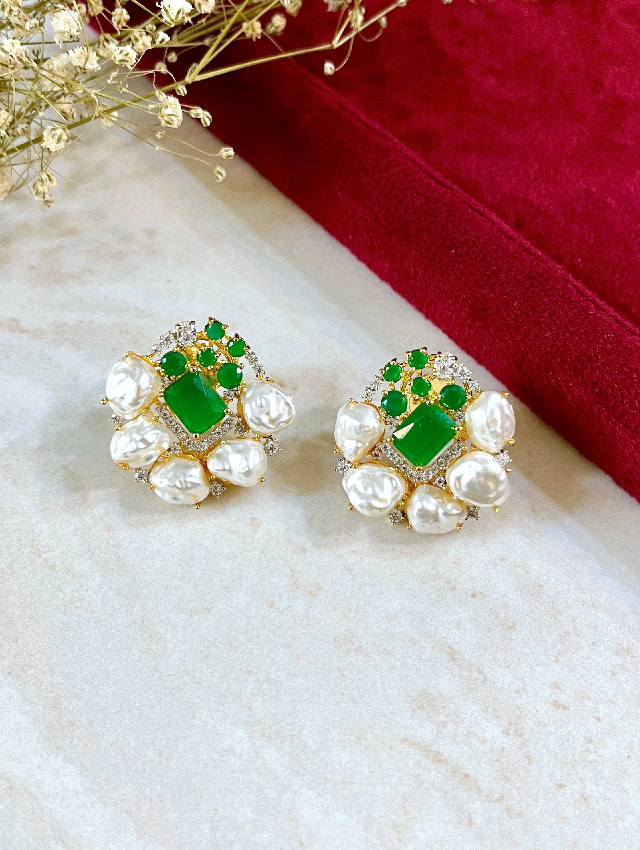 Emma Diamond & Baroque Pearl Designer Studs