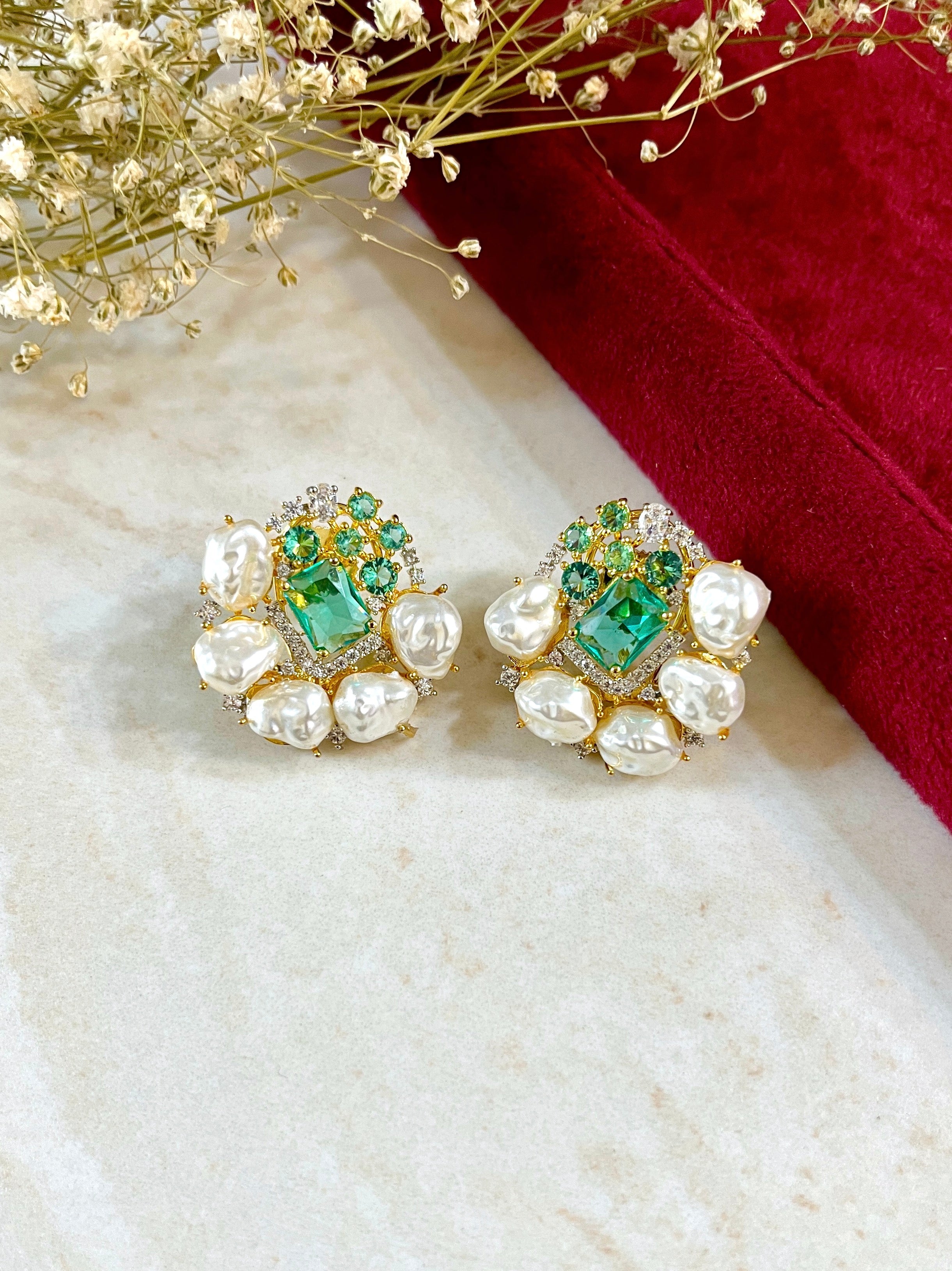 Emma Diamond & Baroque Pearl Designer Studs