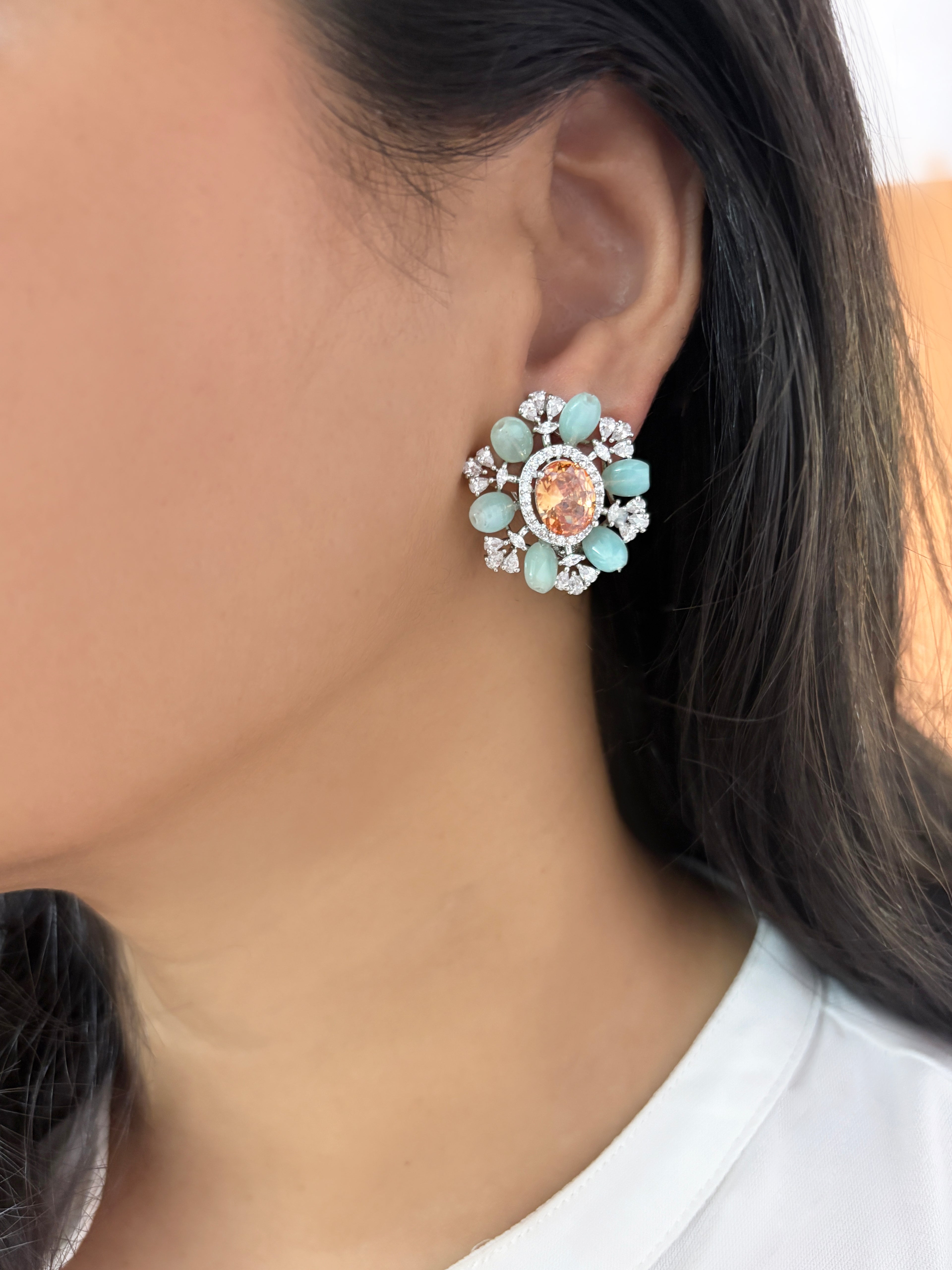 Minty Contemporary Oval Studs