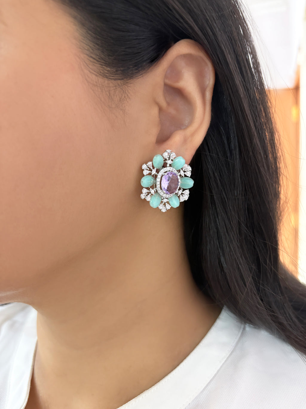 Minty Contemporary Oval Studs