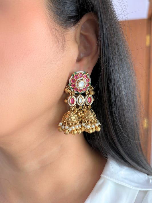 Mitali Designer Polki Jhumka Earrings