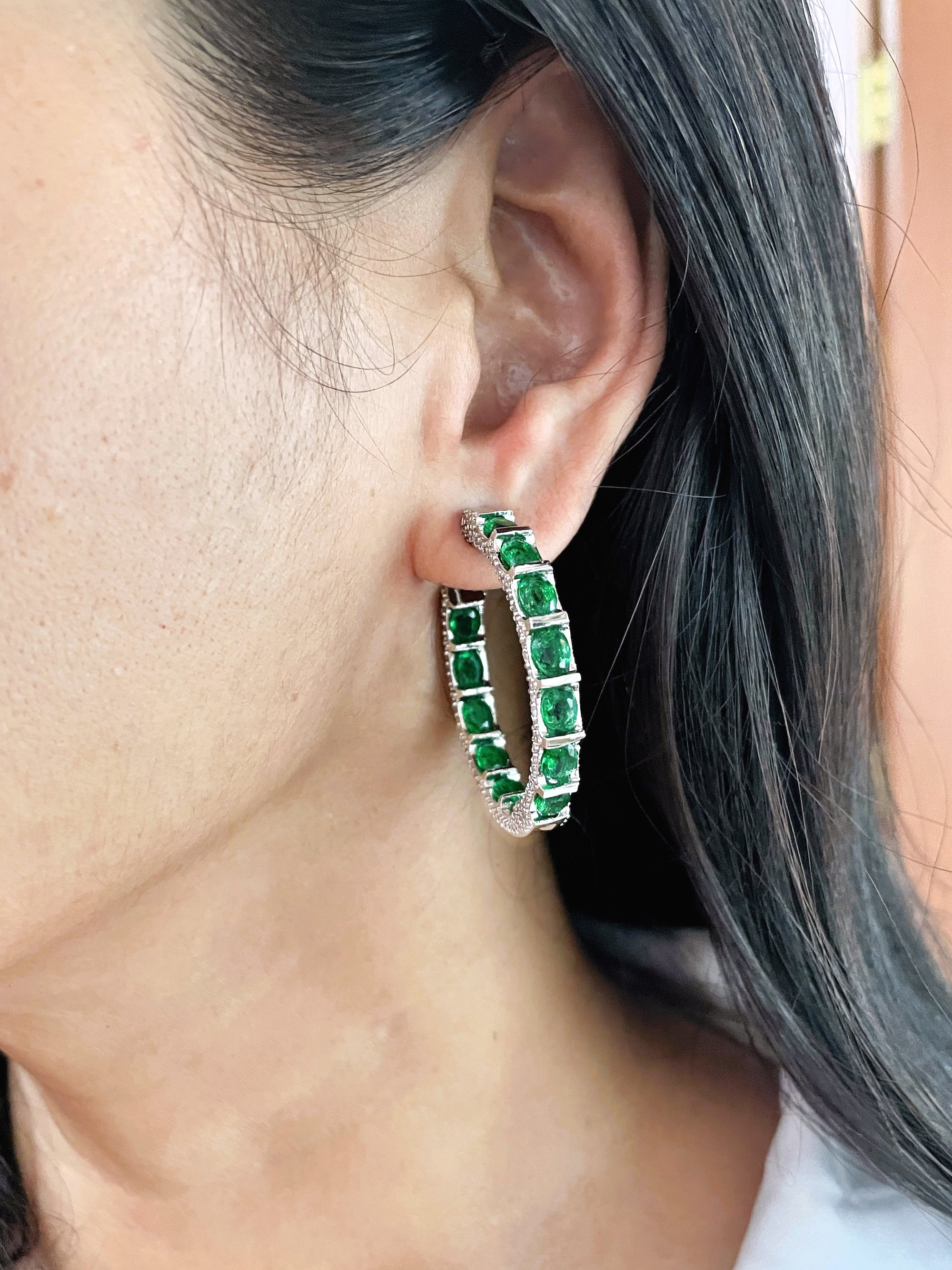 Athena Diamond & Color Stone Hoops