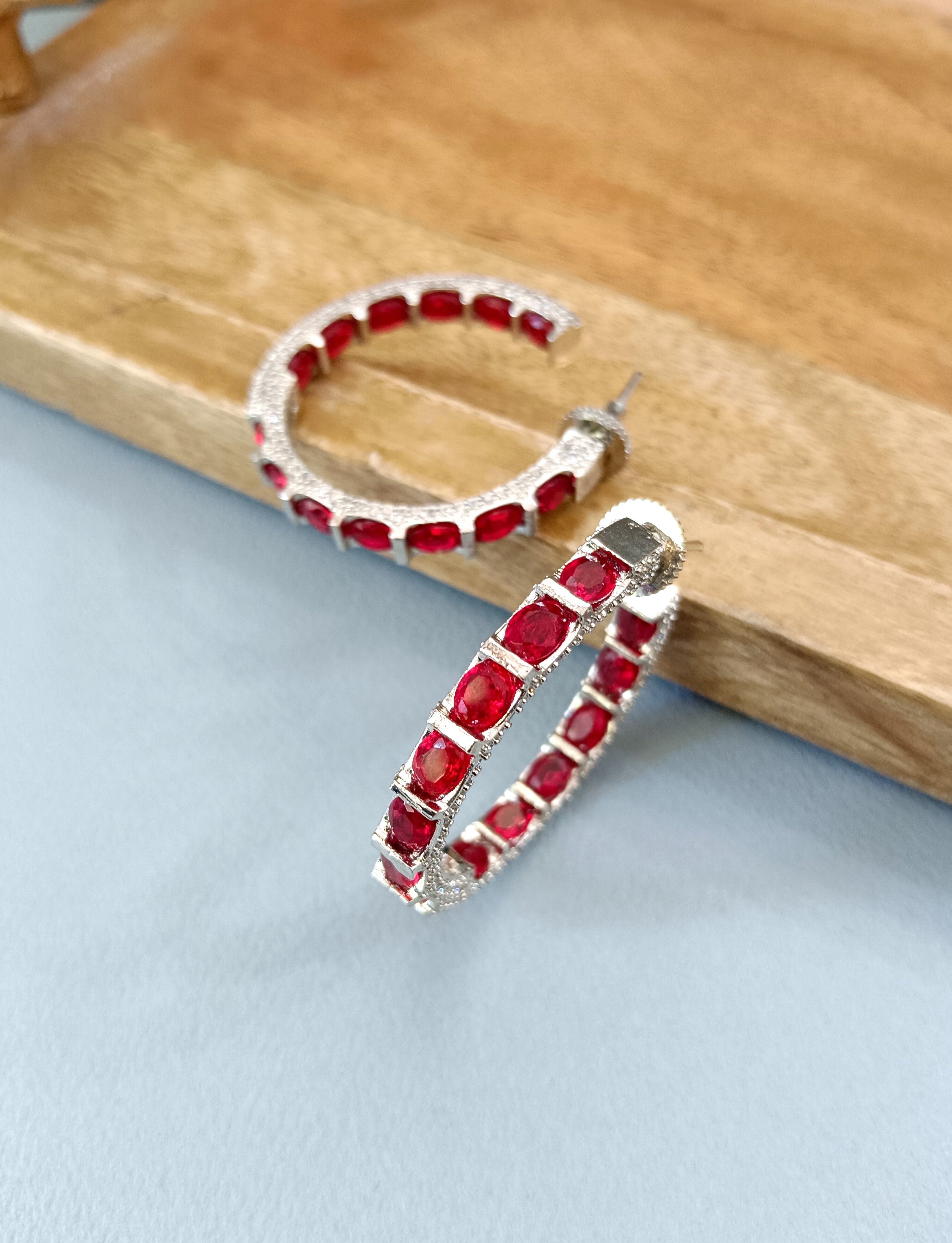 Athena Diamond & Color Stone Hoops